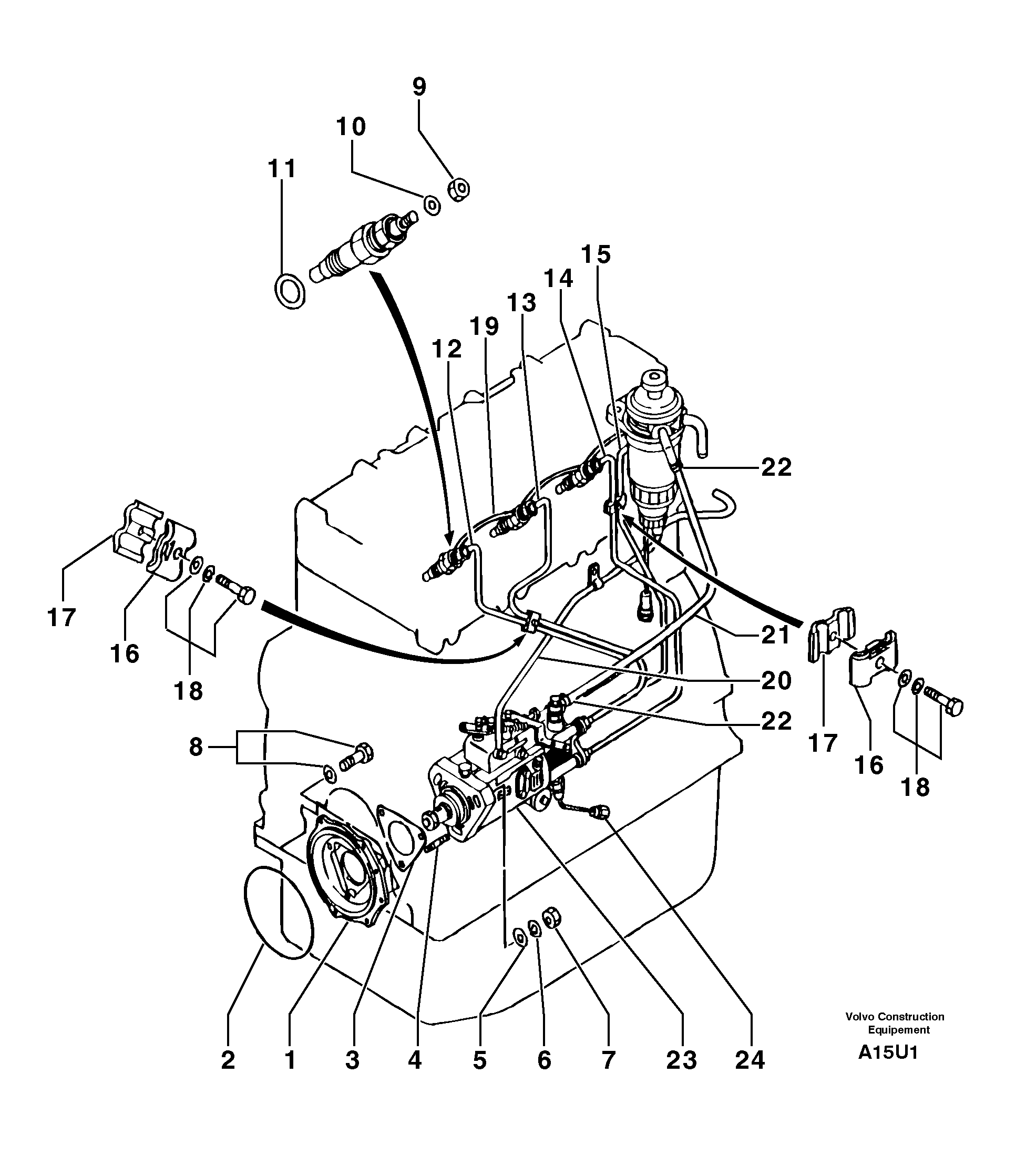 Схема запчастей Volvo EW70 - 3450 Fuel circuit EW70 TYPE 262