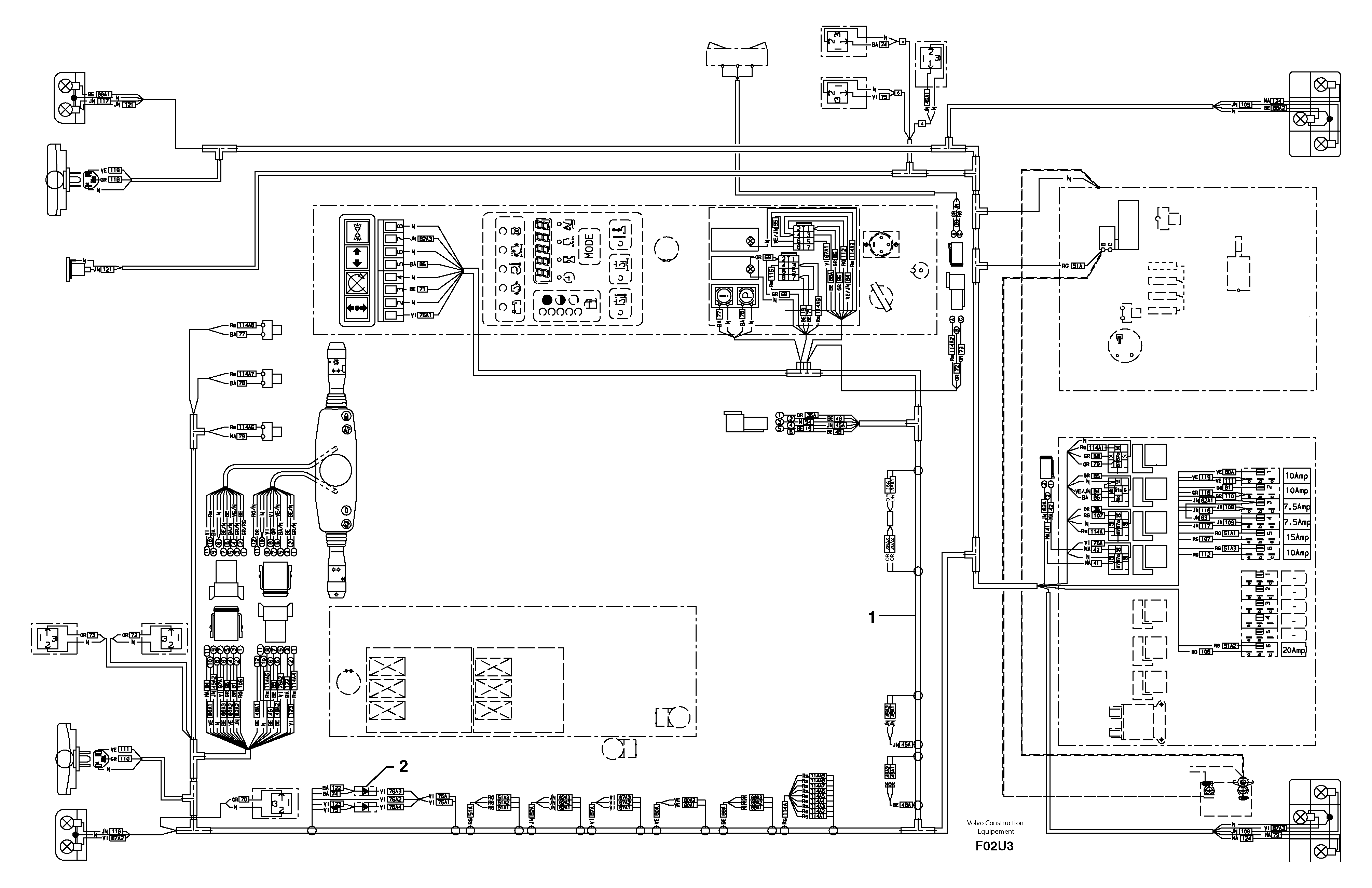 Схема запчастей Volvo EW70 - 7405 Electrical system / road version EW70VV TYPE 262