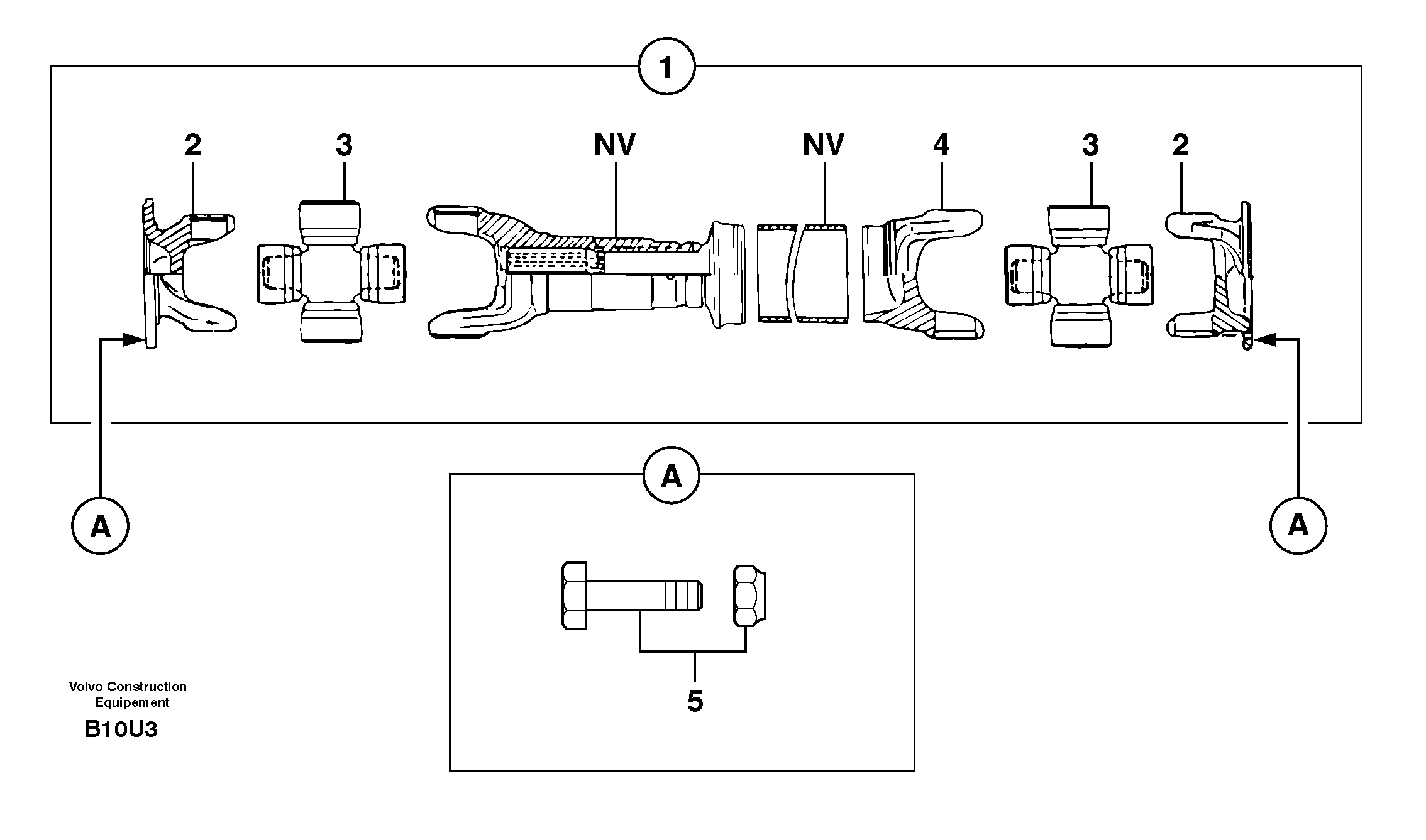 Схема запчастей Volvo EW70 - 7427 Вал карданный EW70VV TYPE 262