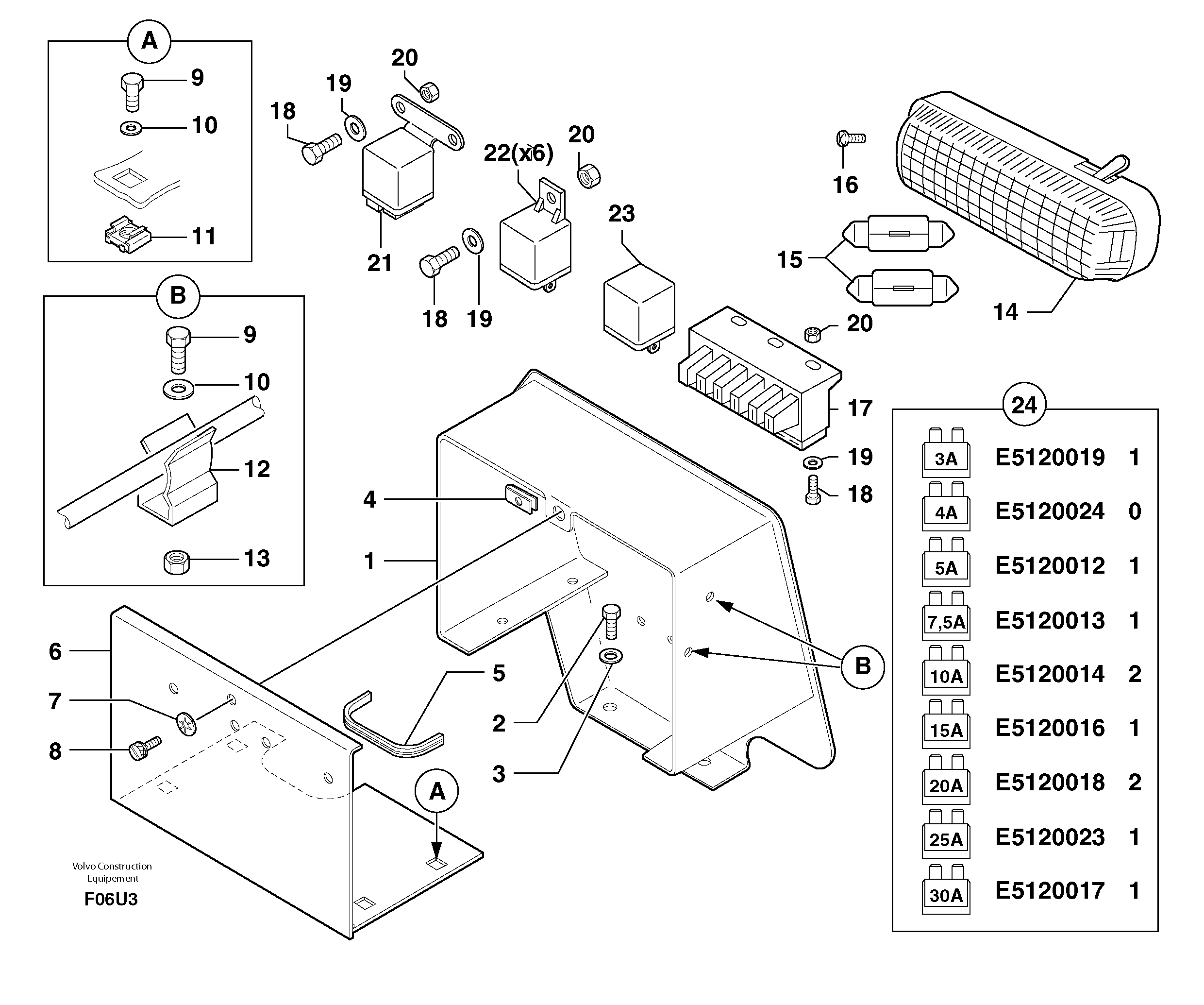 Схема запчастей Volvo EW70 - 100624 Electrical equipment EW70 TYPE 262