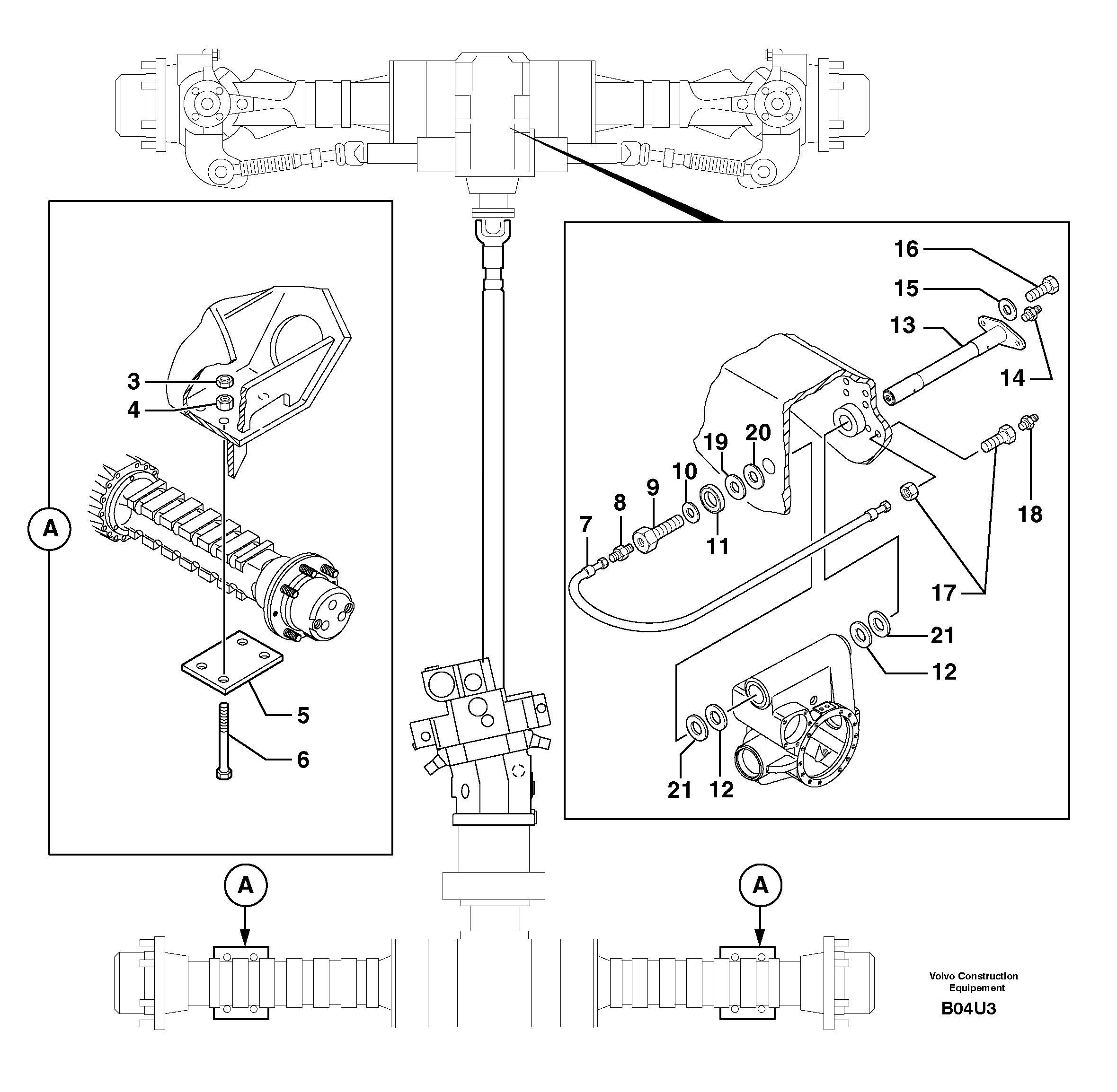 Схема запчастей Volvo EW70 - 96008 Axle cradles and mountings EW70VV TYPE 262