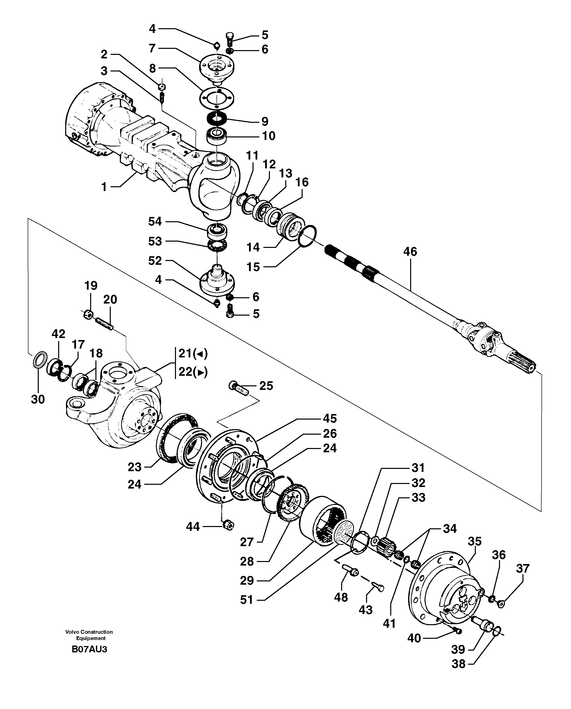 Схема запчастей Volvo EW70 - 7436 Мост передний (1660) EW70VV TYPE 262