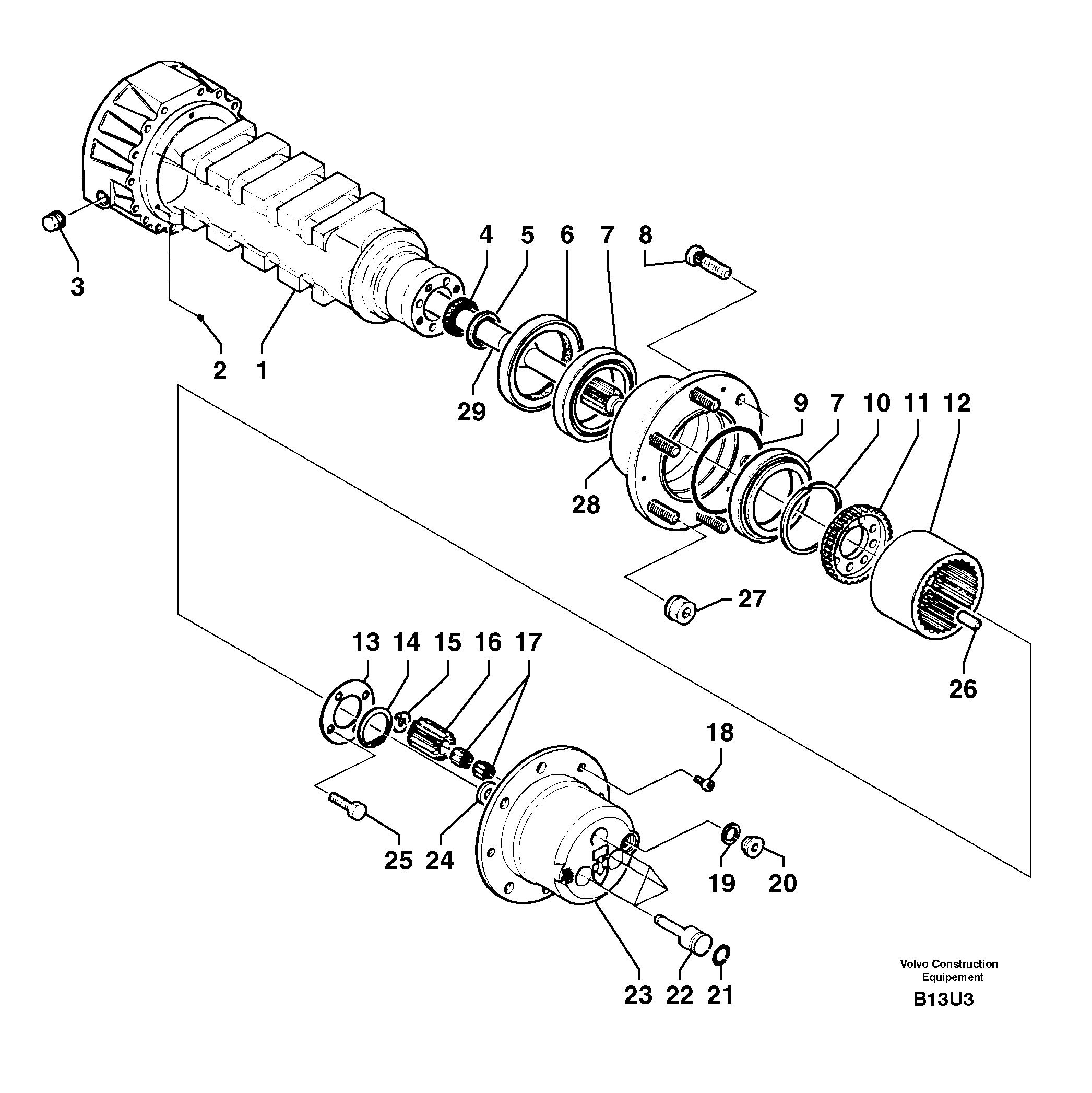 Схема запчастей Volvo EW70 - 11538 Rear axle ( 1660 ) : axle EW70VV TYPE 262