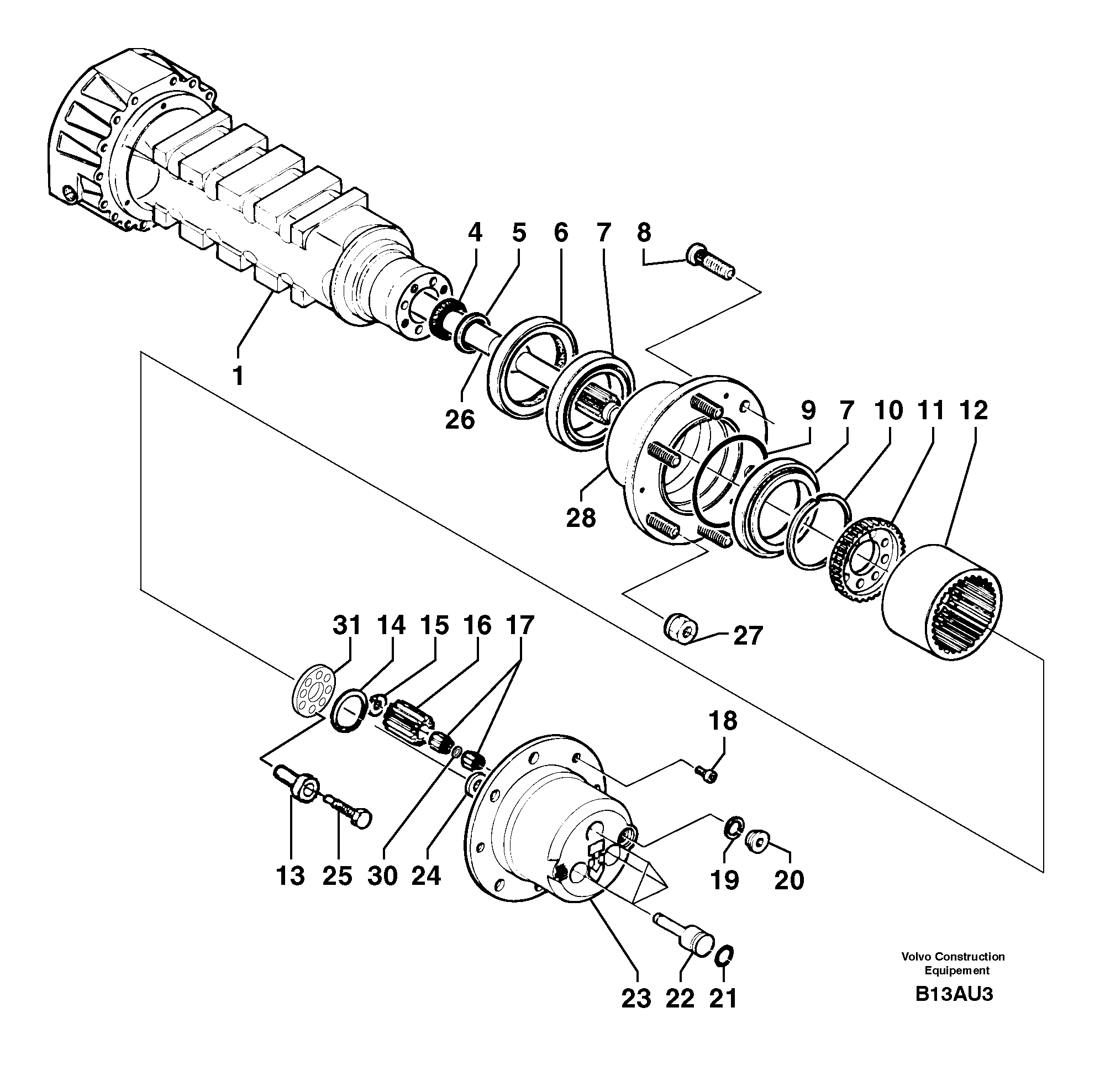 Схема запчастей Volvo EW70 - 12224 Rear axle ( 1660 ) : axle EW70VV TYPE 262