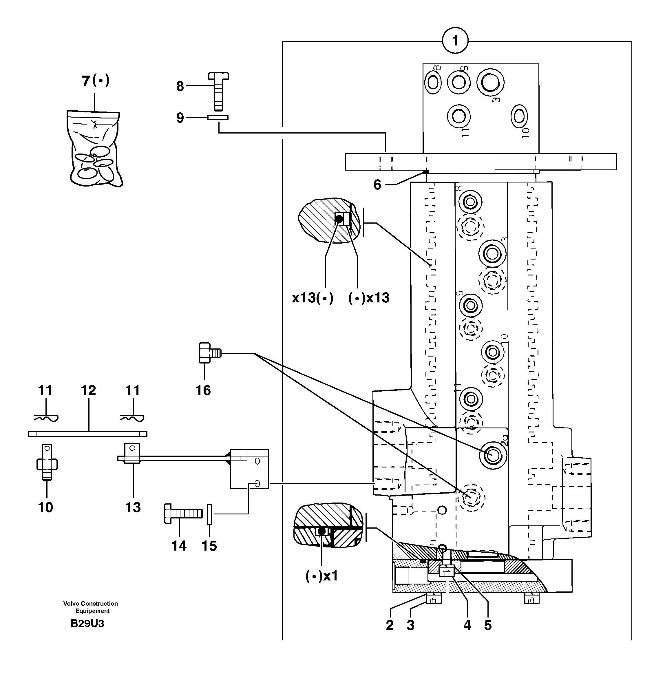 Схема запчастей Volvo EW70 - 5881 Swivel joint EW70 TYPE 262