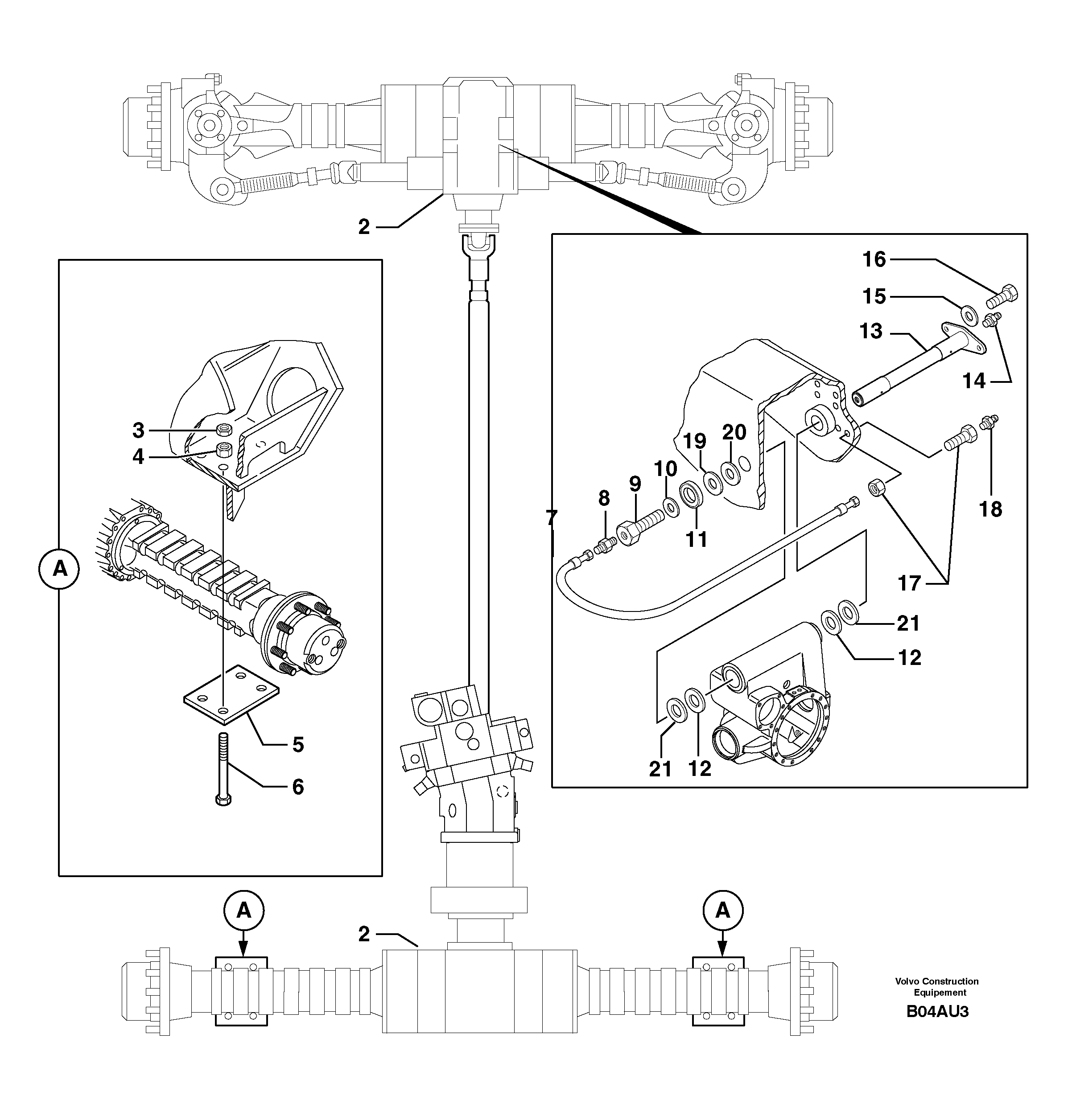 Схема запчастей Volvo EW70 - 105680 Axle cradles and mountings EW70 TYPE 262