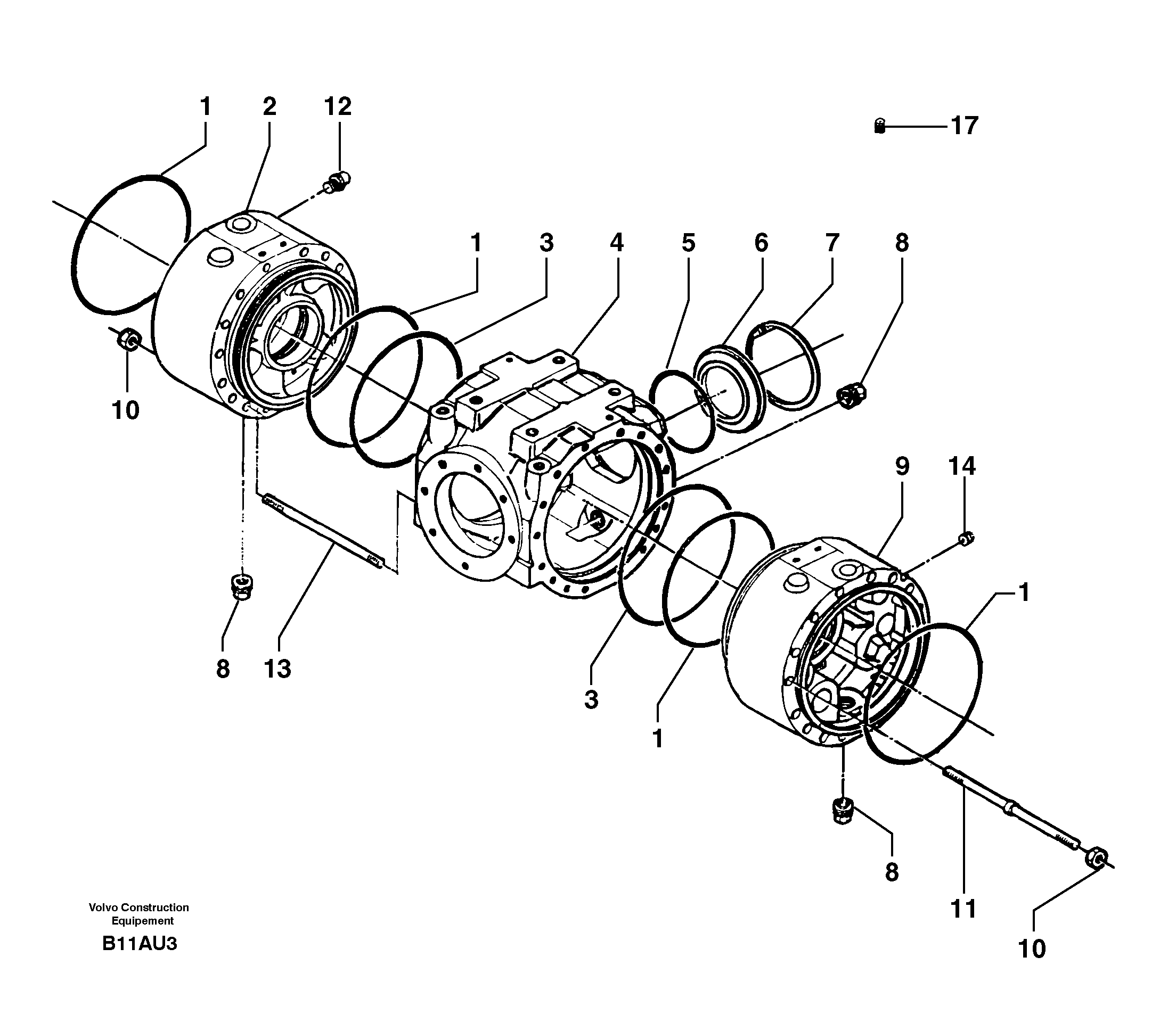 Схема запчастей Volvo EW70 - 5893 Rear axle ( 1660 ) : sump EW70 TYPE 262