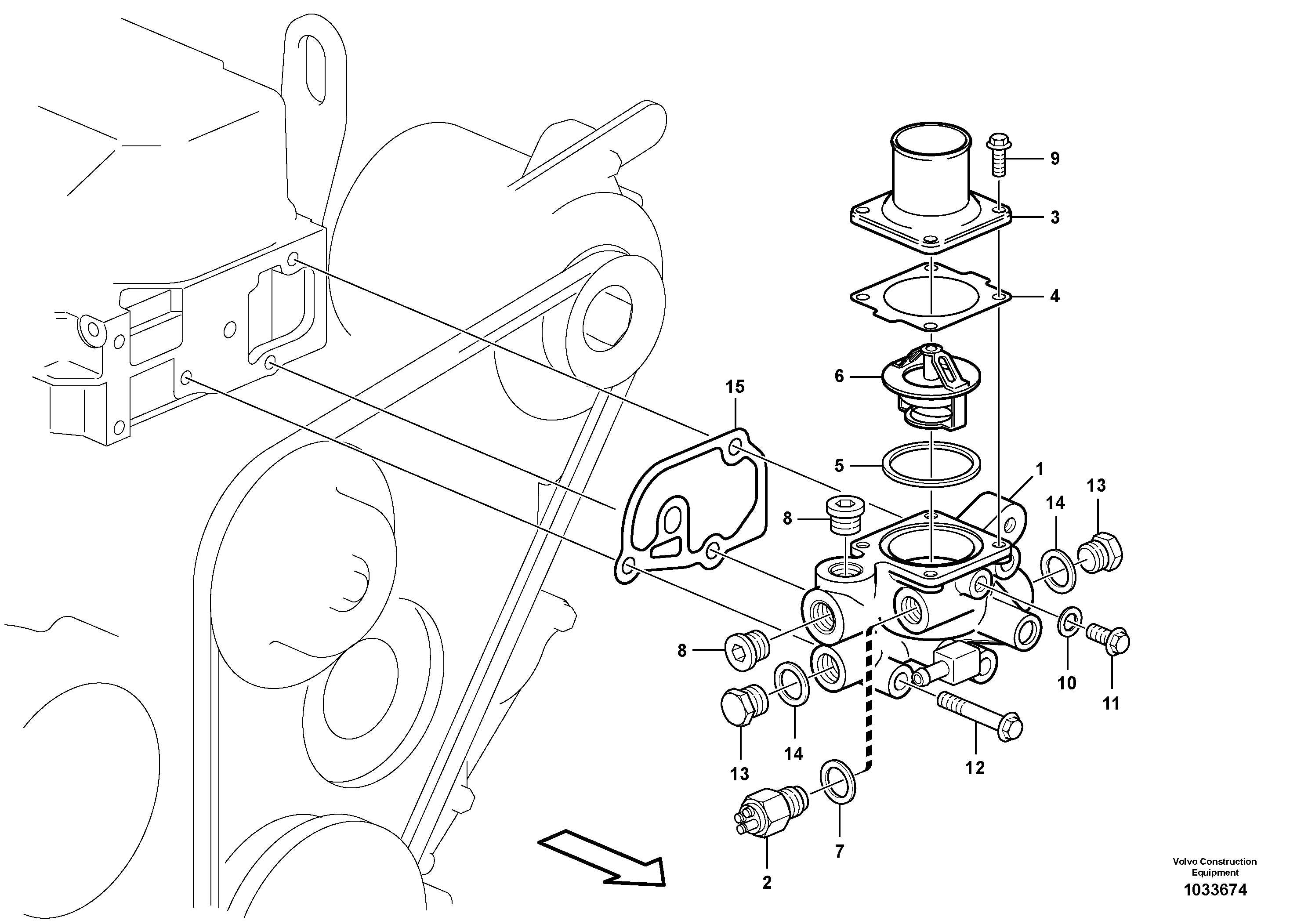 Схема запчастей Volvo ECR88 - 19238 Thermostat housing ECR88 S/N 14011-