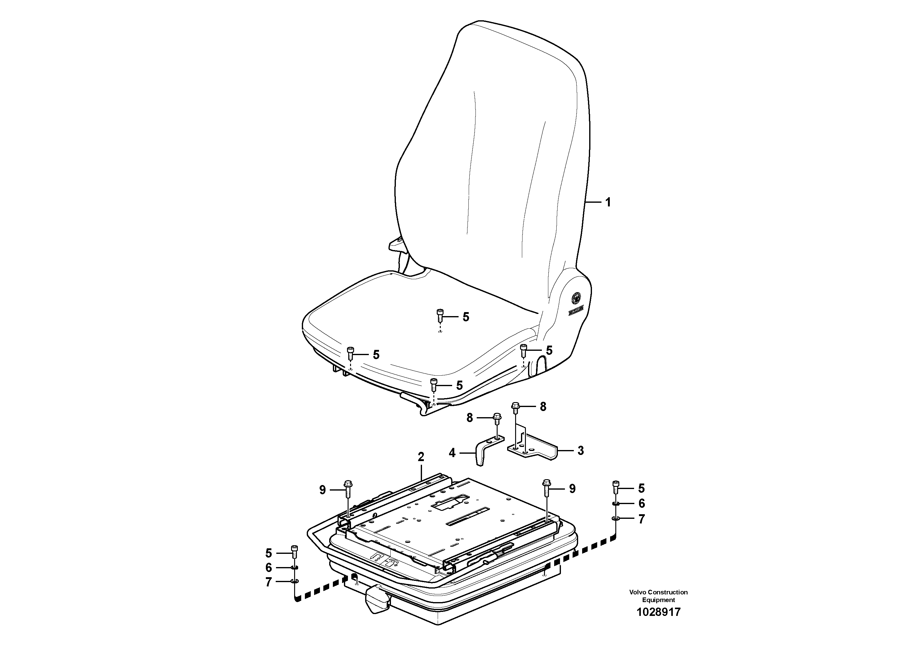 Схема запчастей Volvo ECR88 - 11434 Operator seat with fitting parts ECR88 S/N 14011-