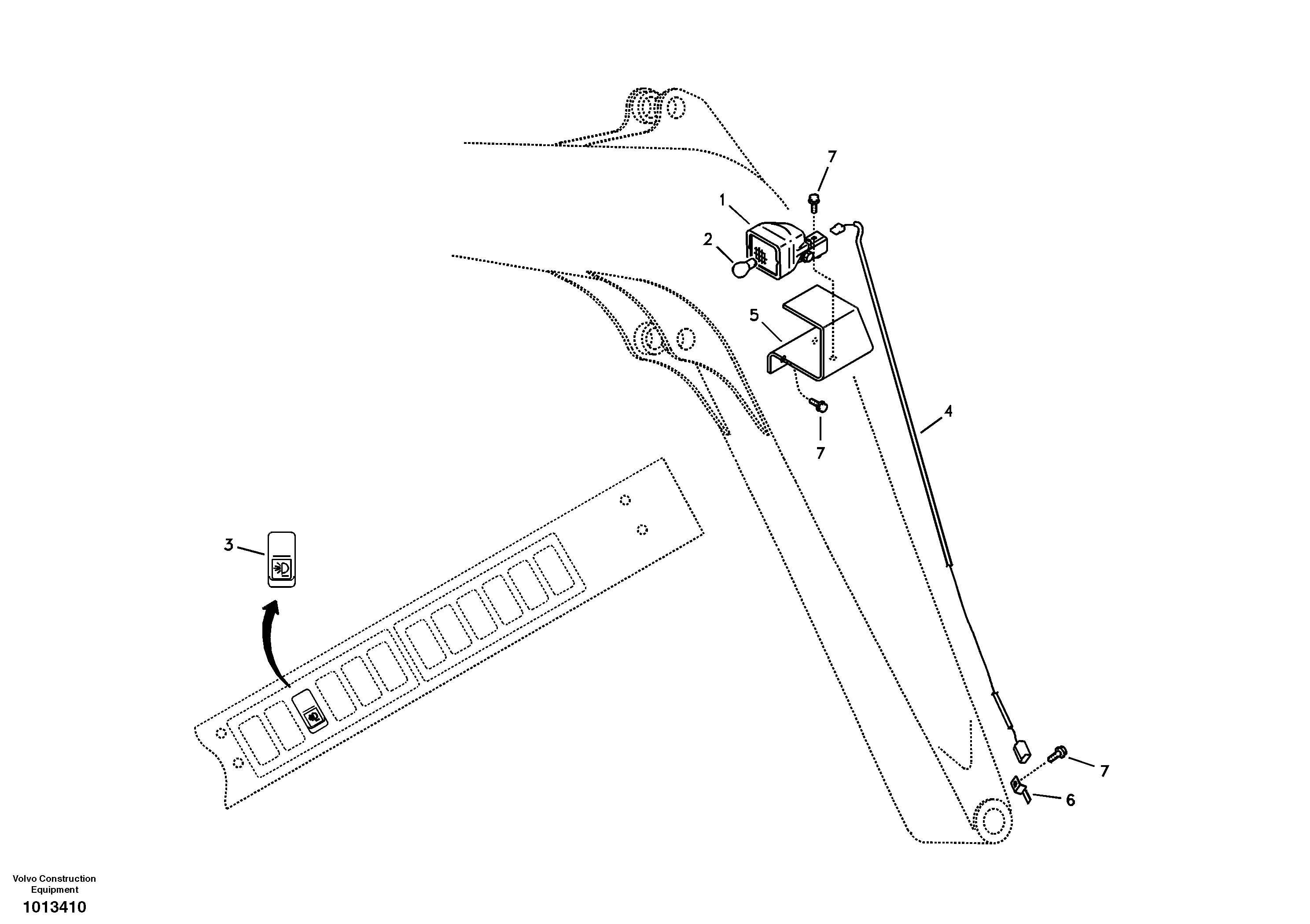 Схема запчастей Volvo ECR88 - 30596 Working lamp on boom ECR88 S/N 10001-14010