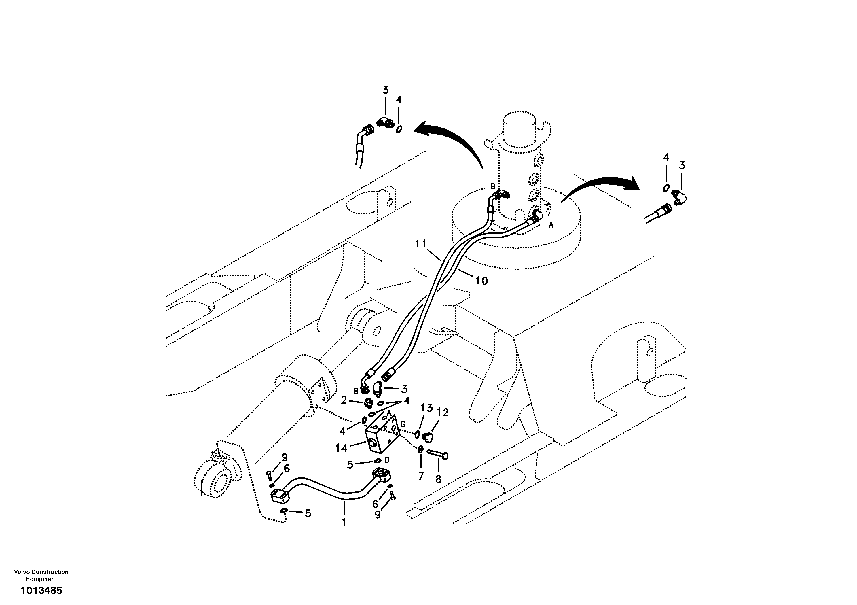 Схема запчастей Volvo ECR88 - 36003 Working hydraulic, dozer blade ECR88 S/N 10001-14010