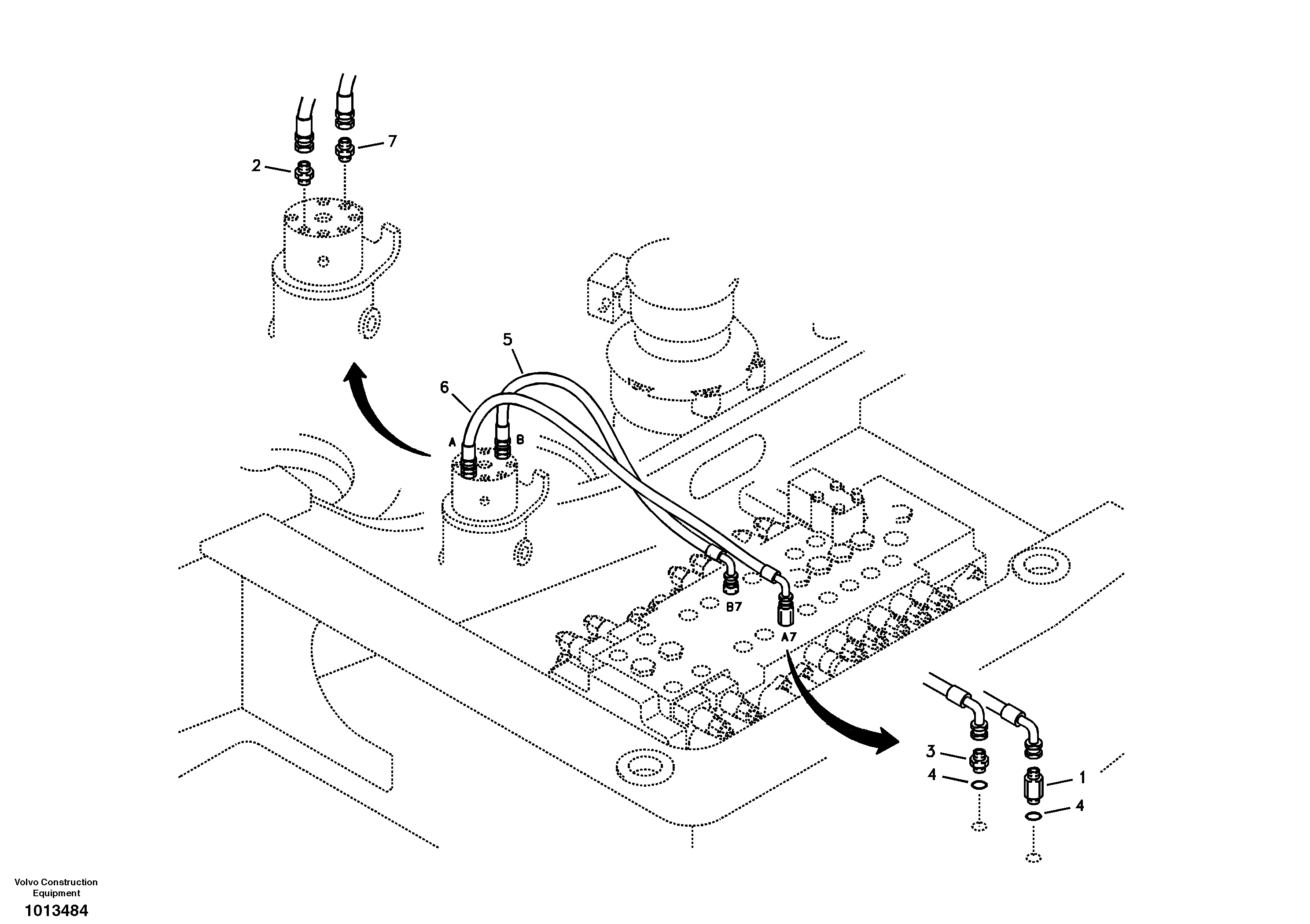 Схема запчастей Volvo ECR88 - 44747 Working hydraulic, dozer blade ECR88 S/N 10001-14010