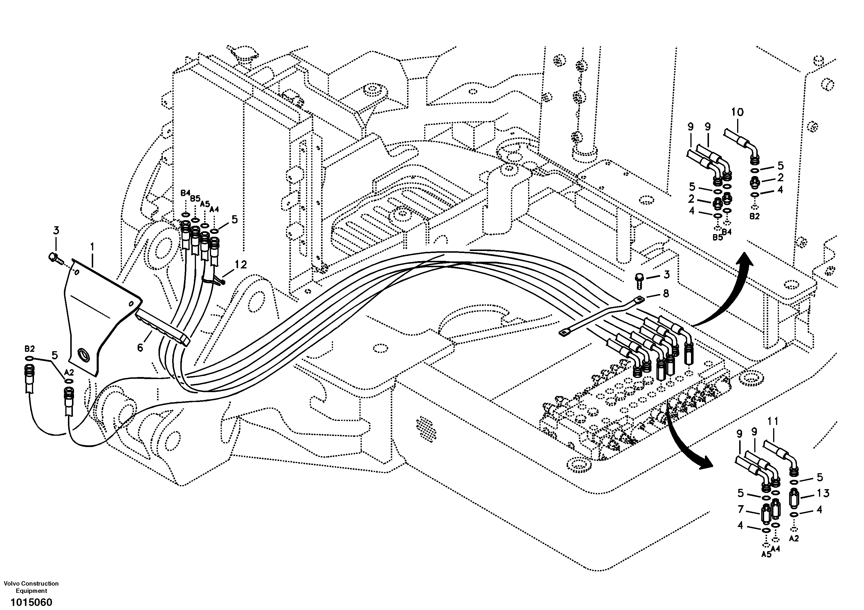 Схема запчастей Volvo ECR88 - 44748 Hydraulic system, attachment line ECR88 S/N 10001-14010