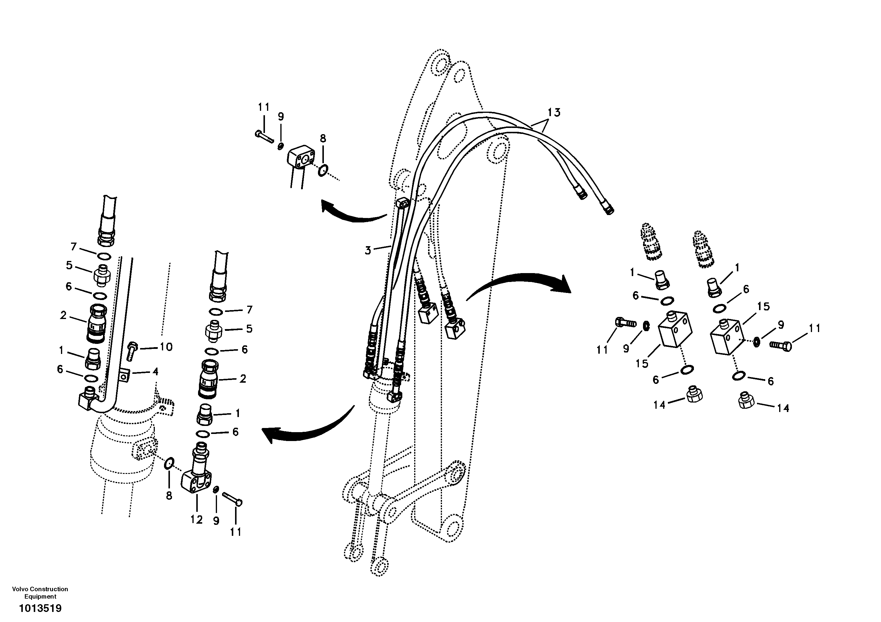 Схема запчастей Volvo ECR88 - 94958 Working hydraulics, grab system on work equipment ECR88 S/N 10001-14010