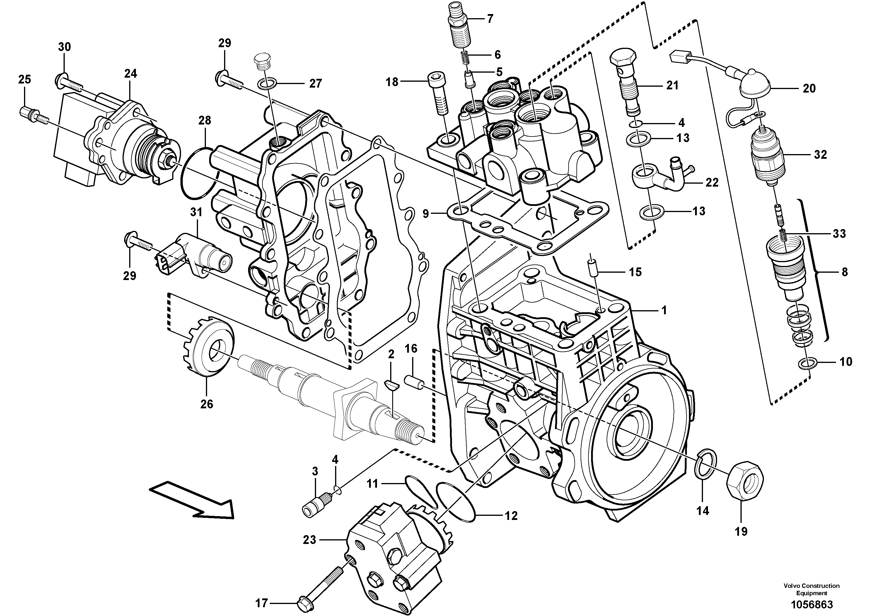 Схема запчастей Volvo ECR88 - 74734 Fuel injection pump with fitting parts ECR88 S/N 14011-