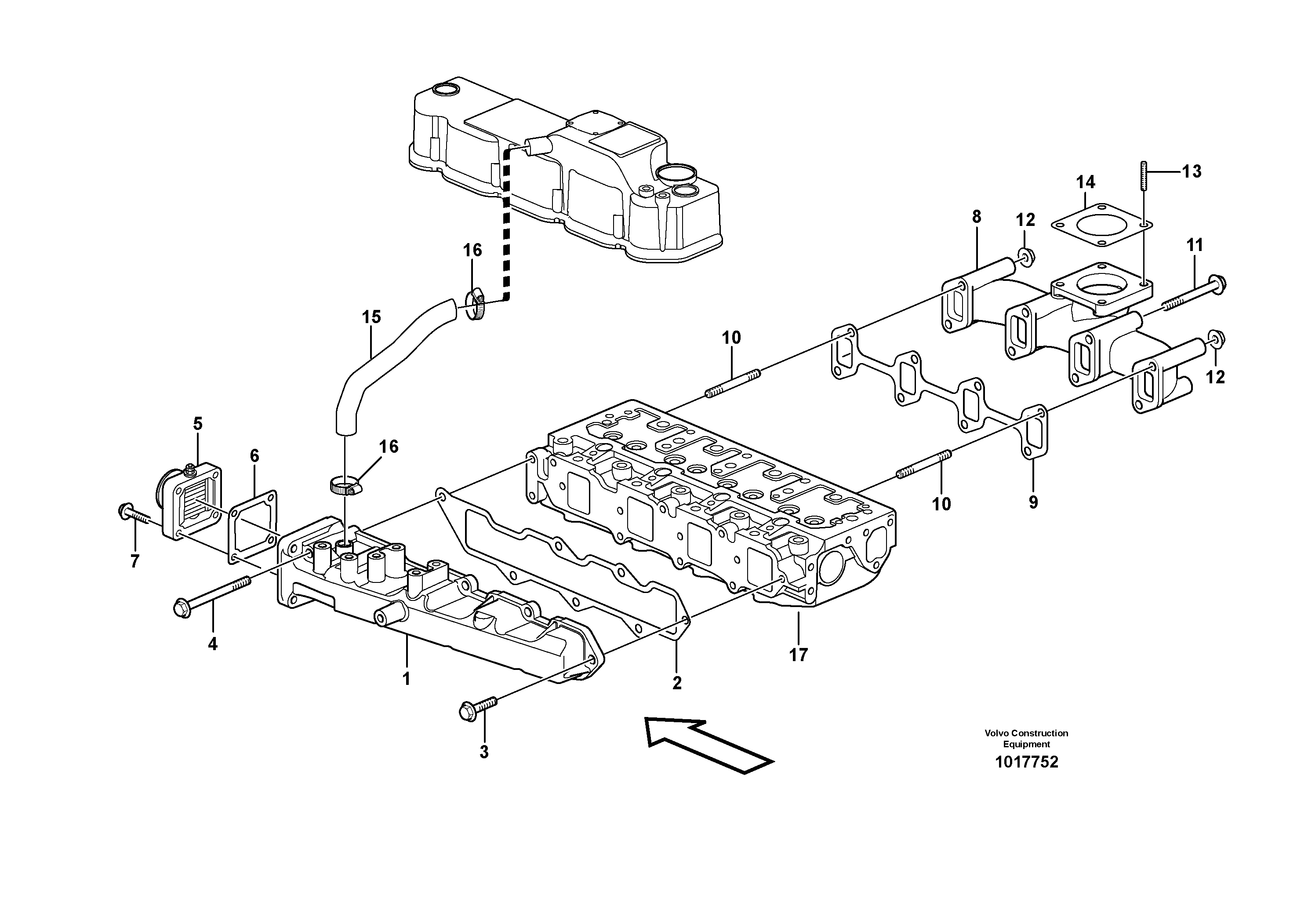 Схема запчастей Volvo EC35C - 30722 Inlet manifold and exhaust manifold EC35C