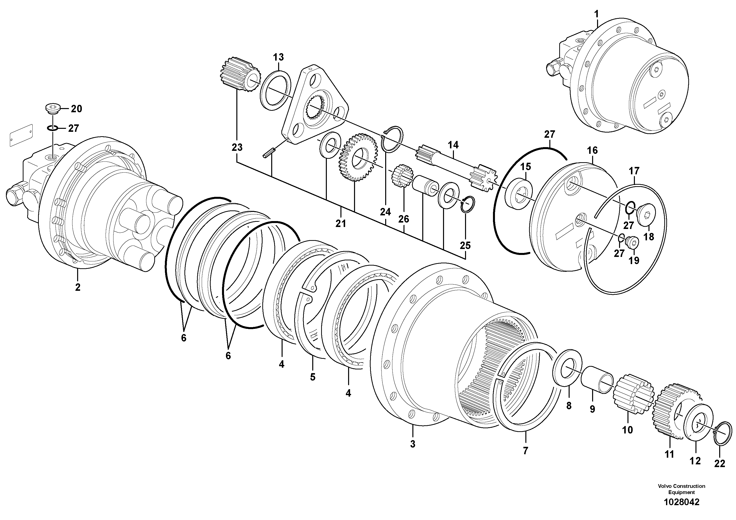 Схема запчастей Volvo EC35C - 104281 Hydraulic travelling motor EC35C