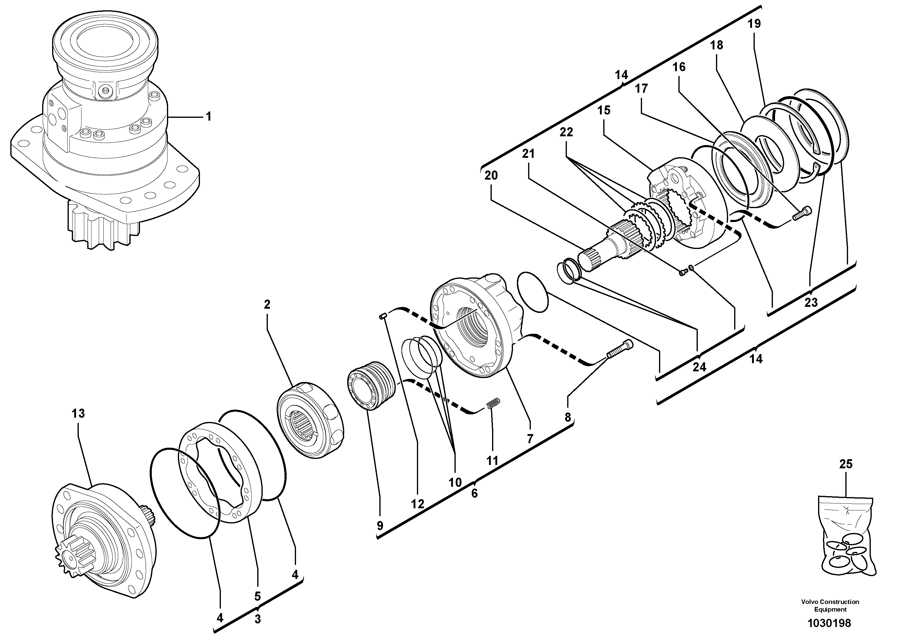 Схема запчастей Volvo EC35C - 82237 Slewing gear motor EC35C