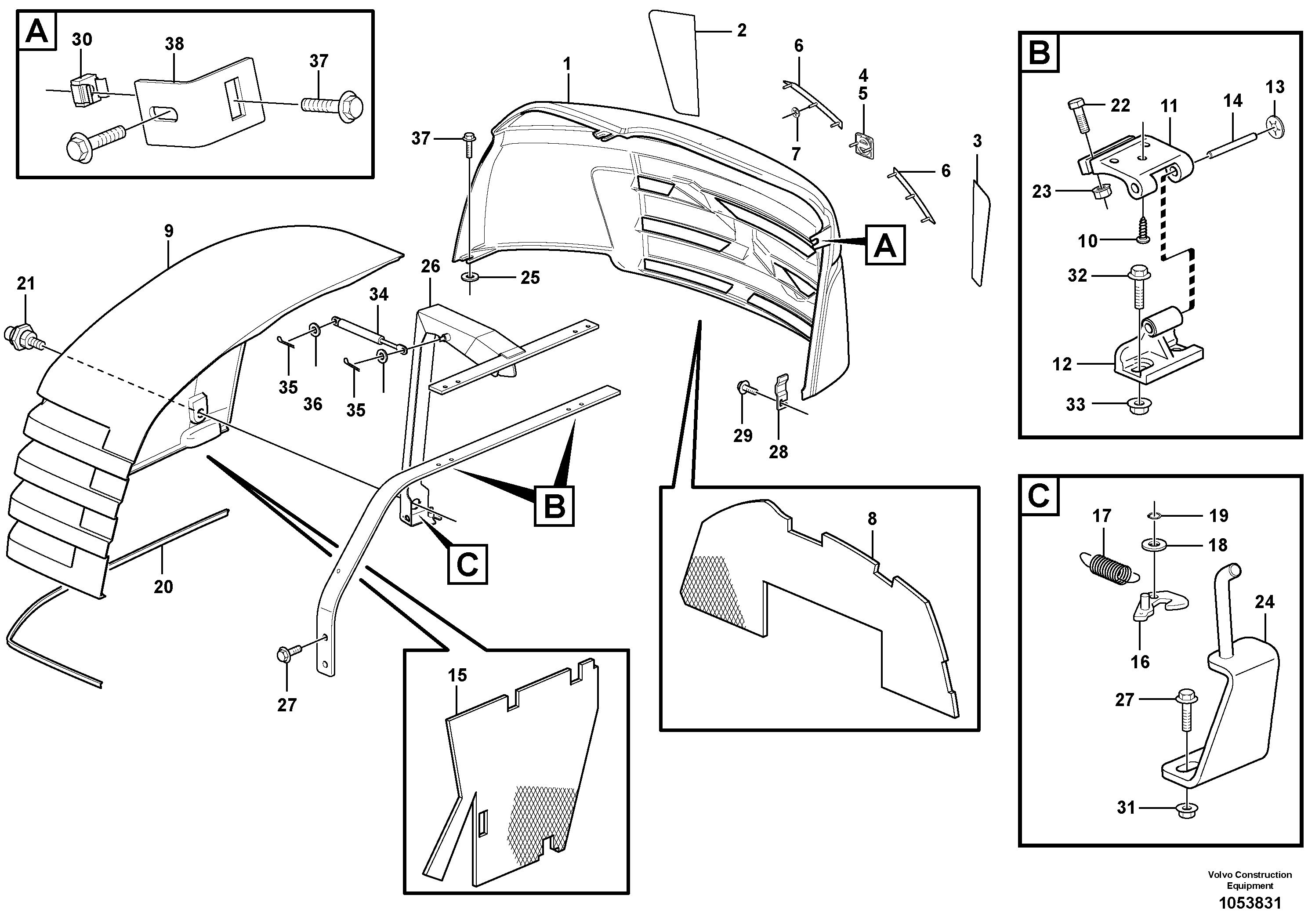 Схема запчастей Volvo EC35C - 95078 Engine hood EC35C