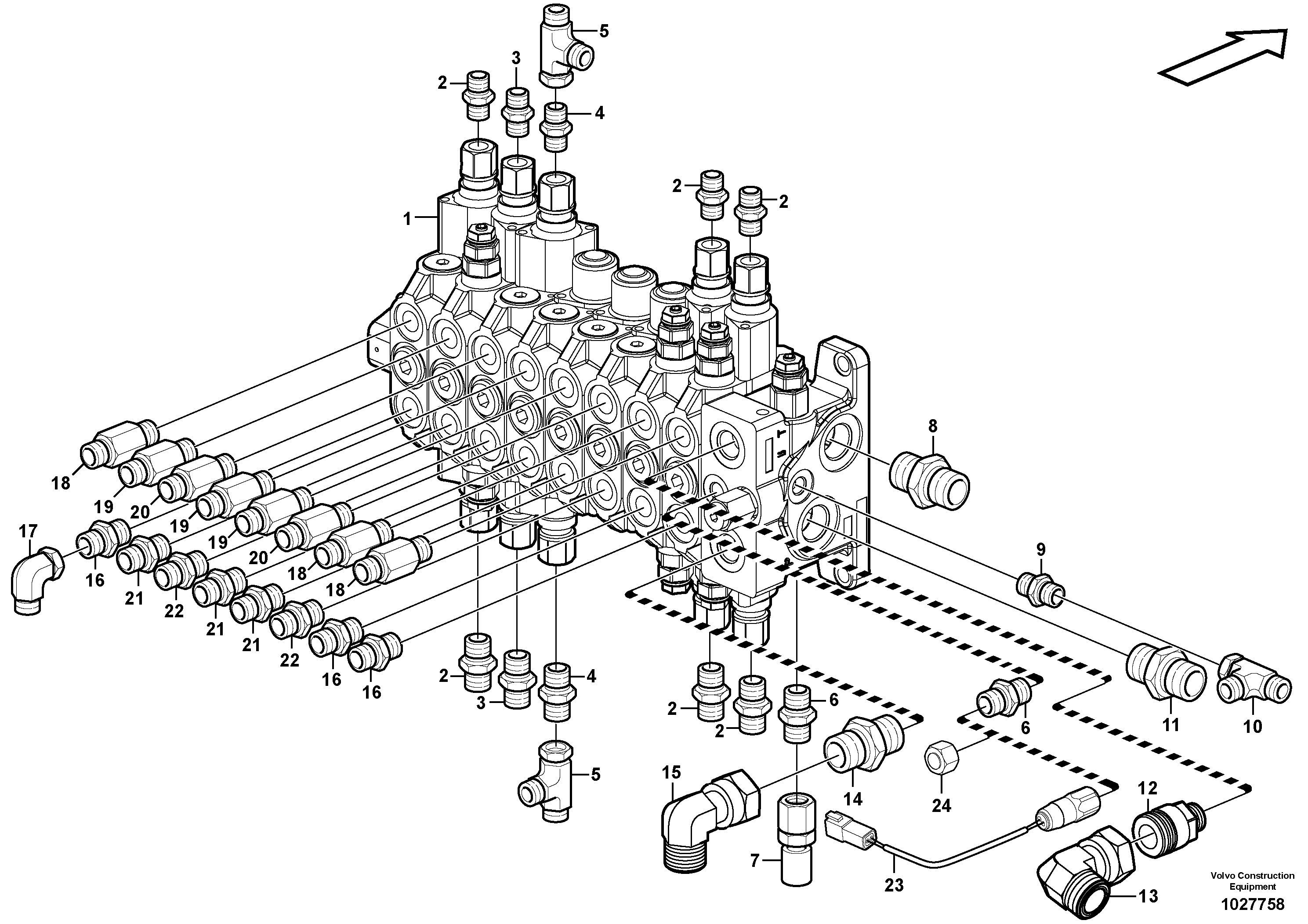 Схема запчастей Volvo EC35C - 60238 Control valve with fitting parts EC35C