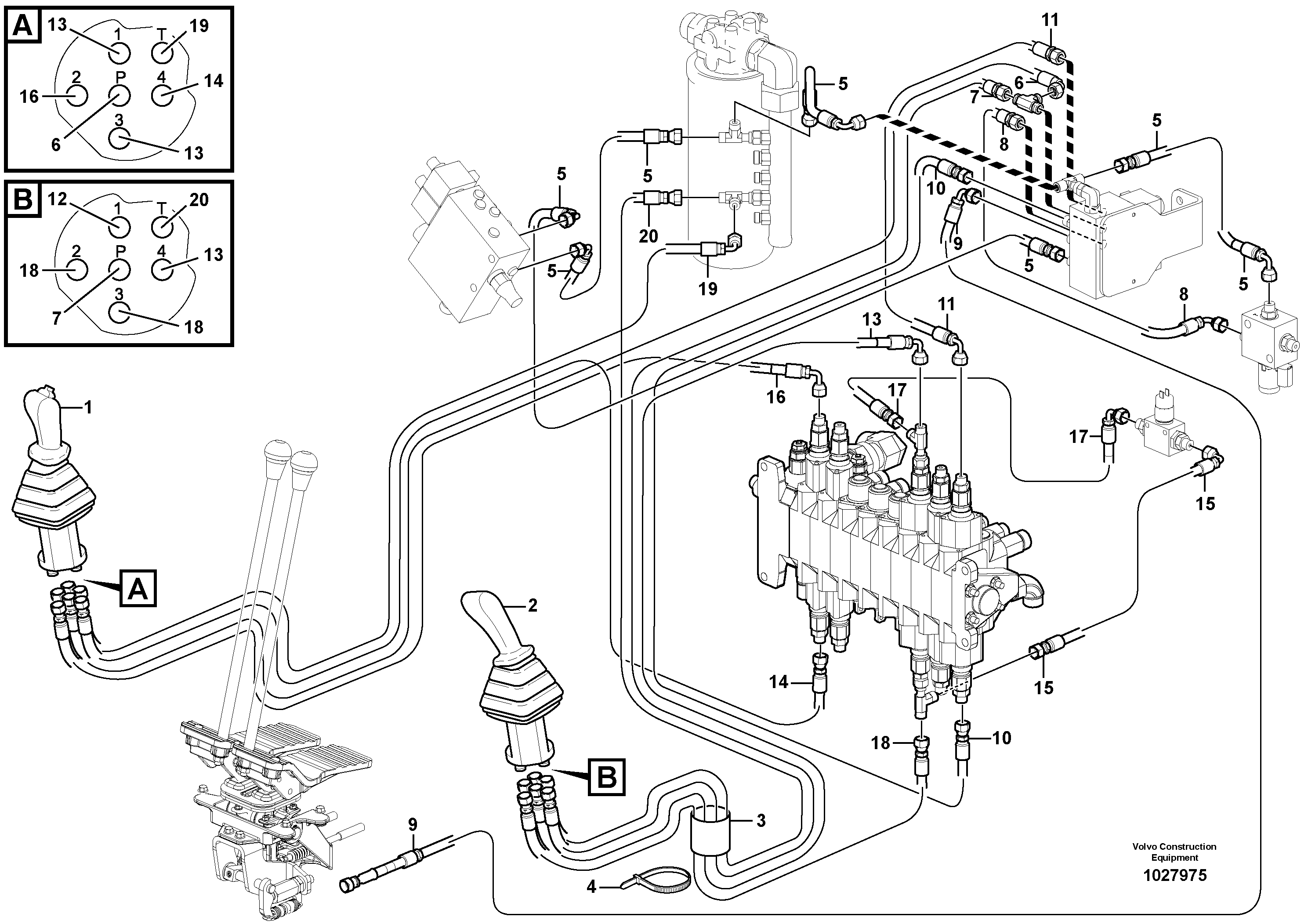 Схема запчастей Volvo EC35C - 23165 Hydraulic circuit ( low pressure ) EC35C