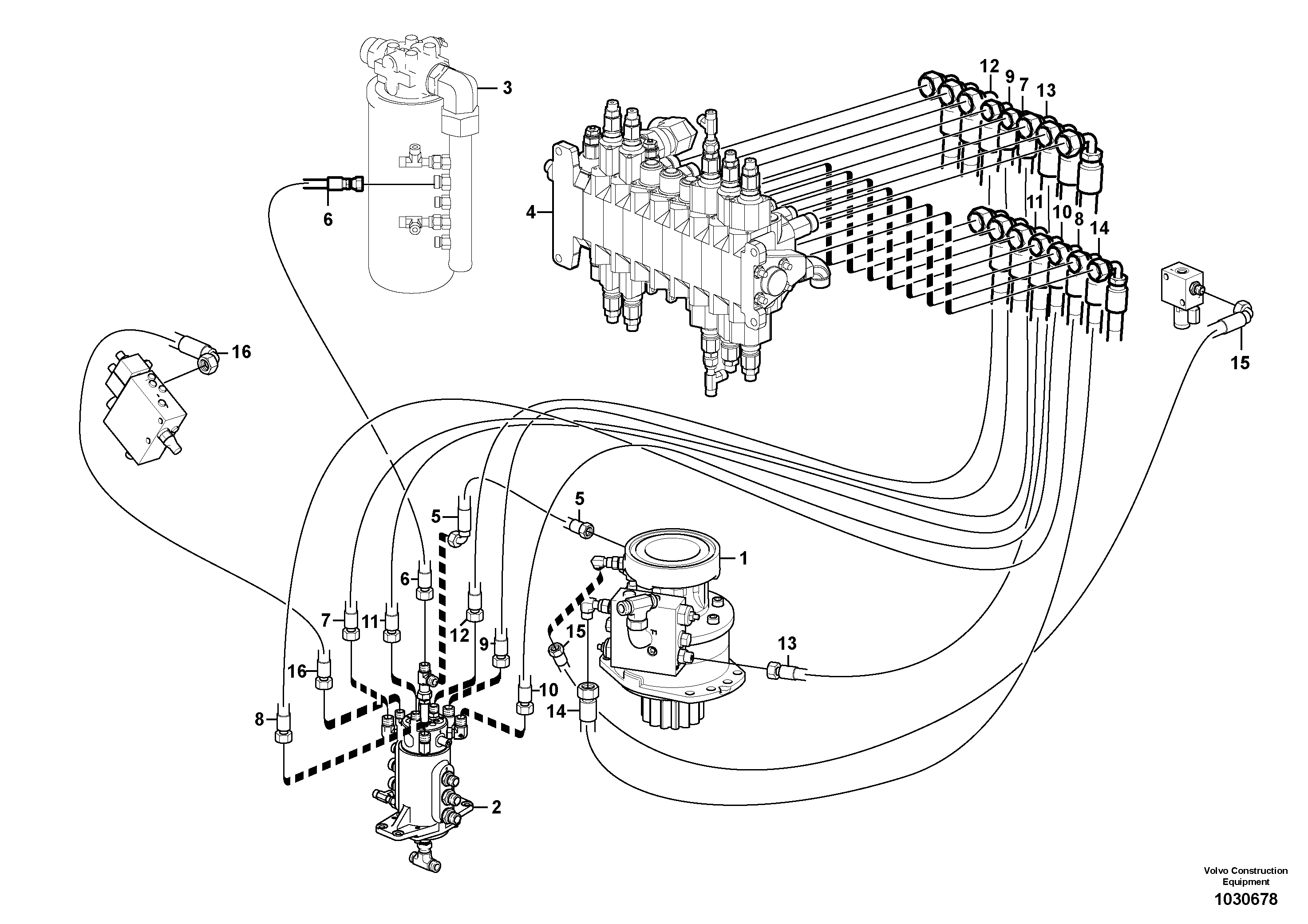 Схема запчастей Volvo EC35C - 28435 Hydraulic circuit ( platform/balancing valve/offset cylinder ) EC35C