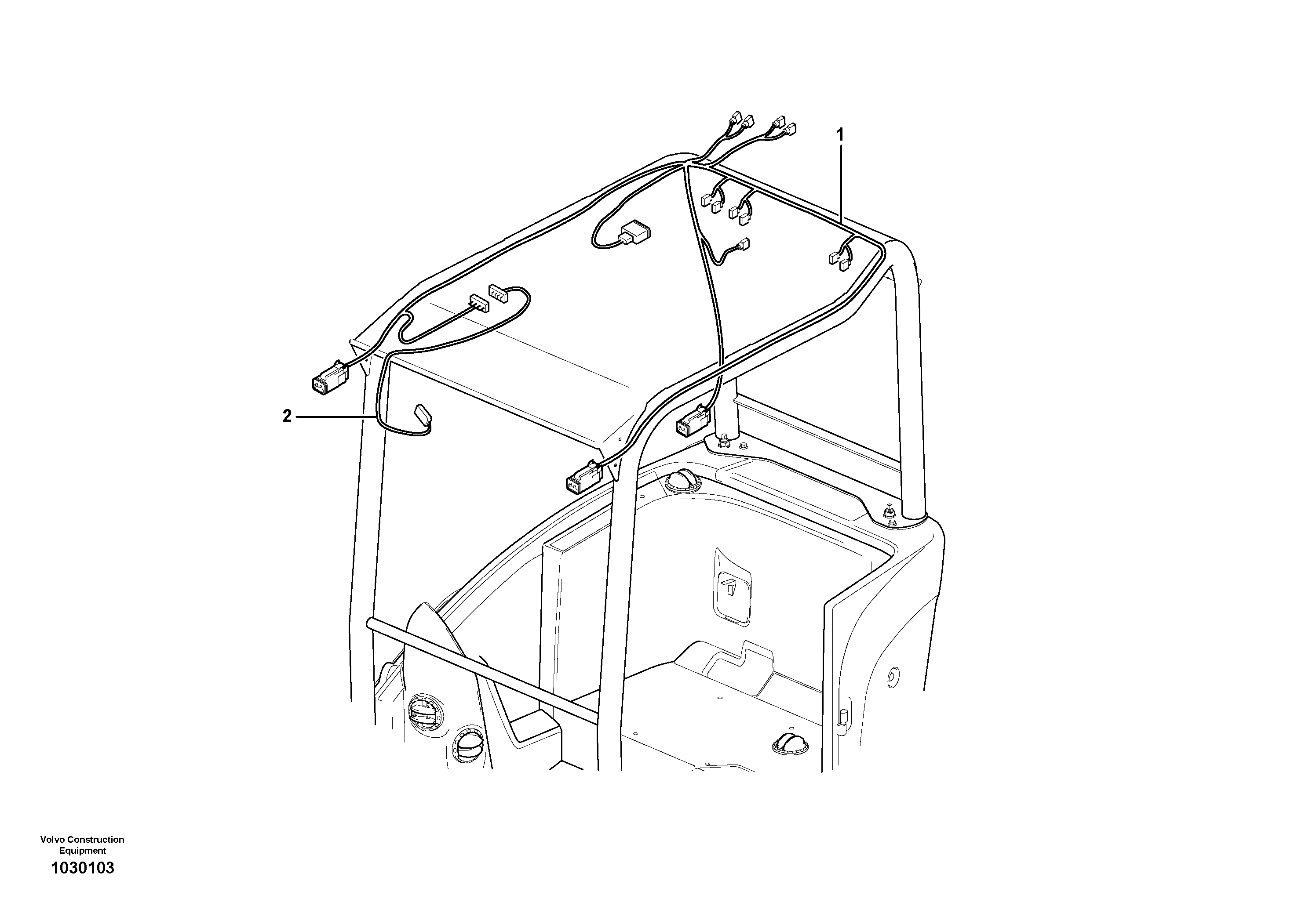 Схема запчастей Volvo ECR48C - 36828 Cable harnesses, cab ECR48C