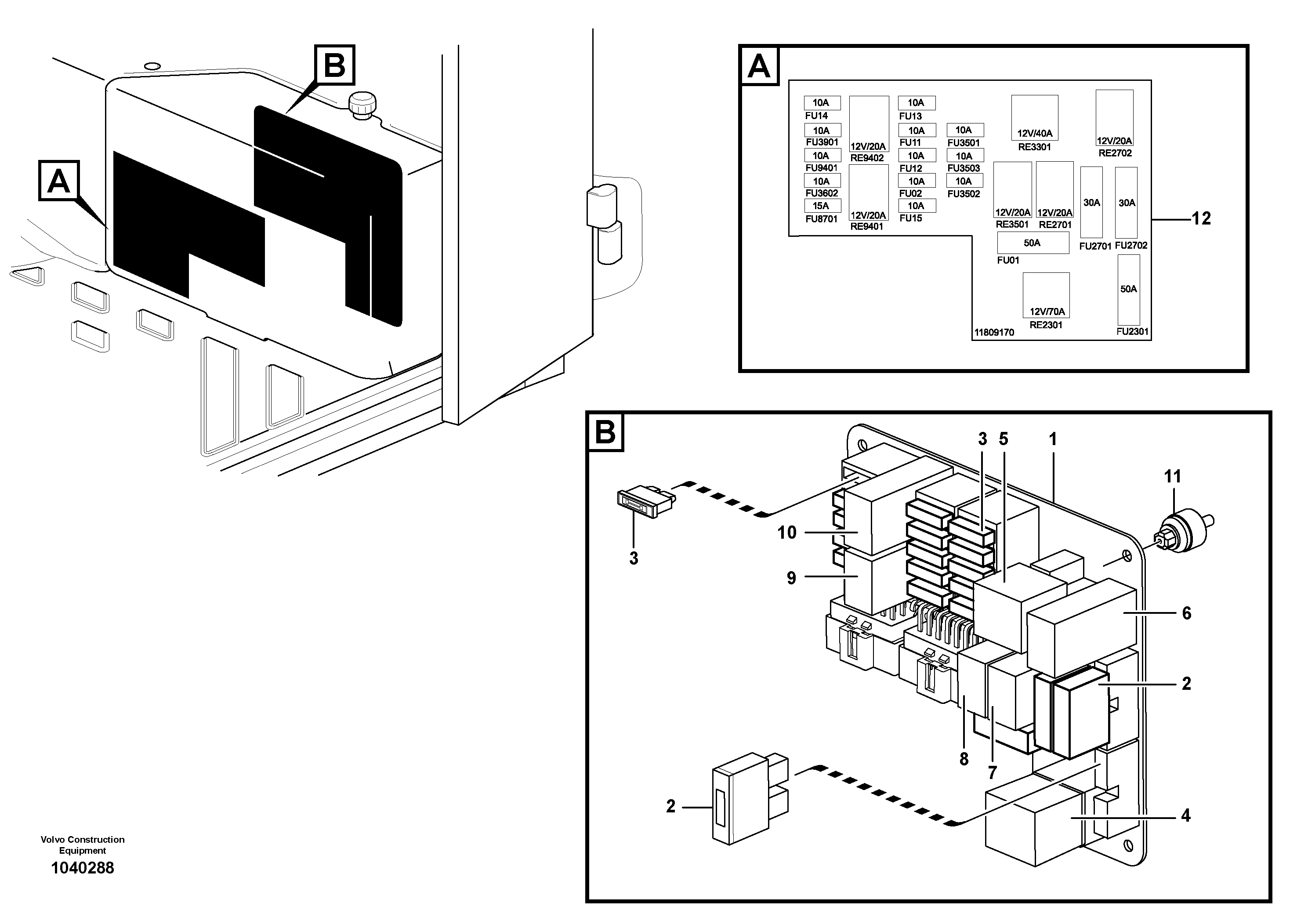 Схема запчастей Volvo ECR48C - 98400 Electrical distribution box ECR48C