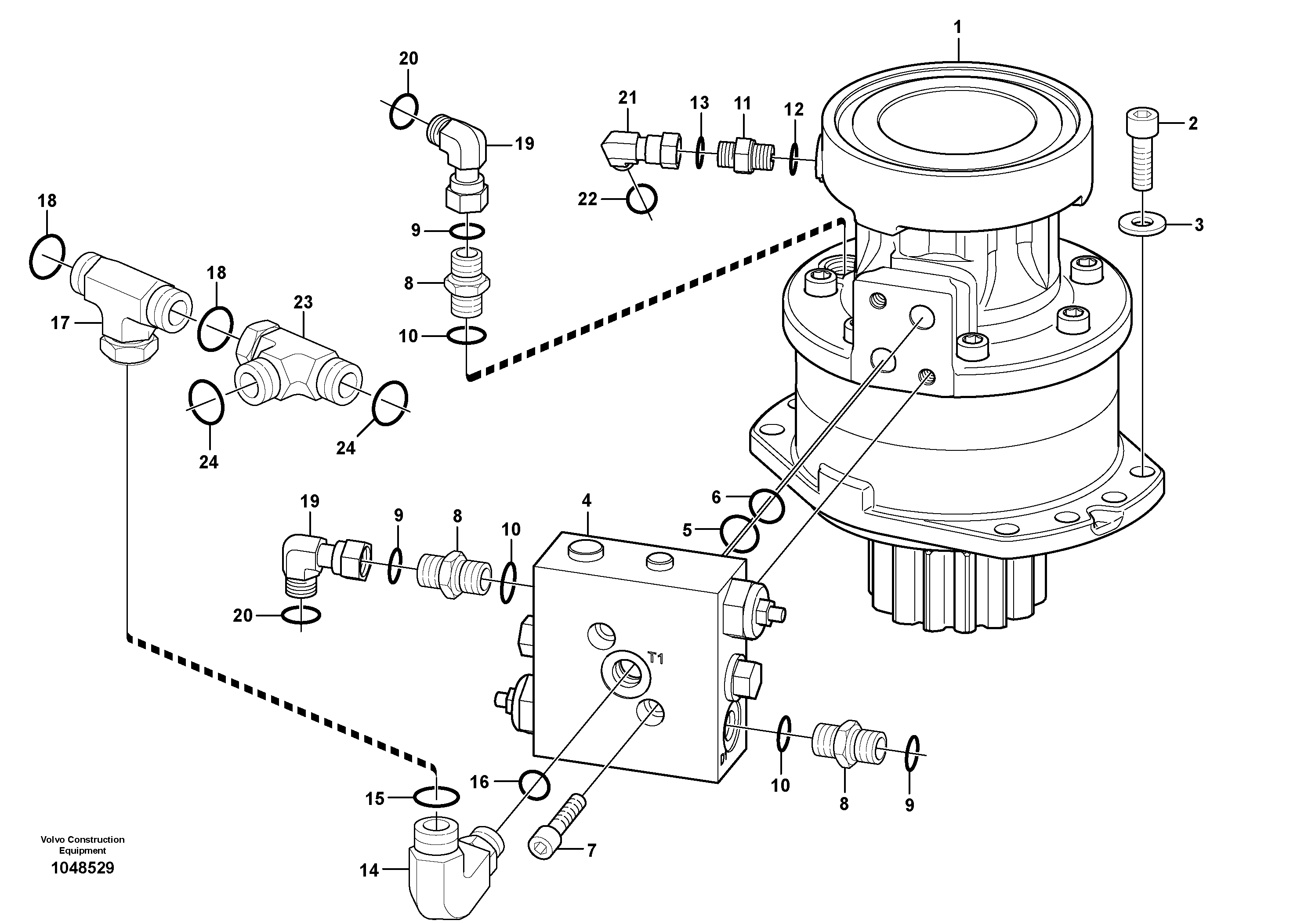 Схема запчастей Volvo ECR48C - 105313 Swing motor with mounting parts ECR48C