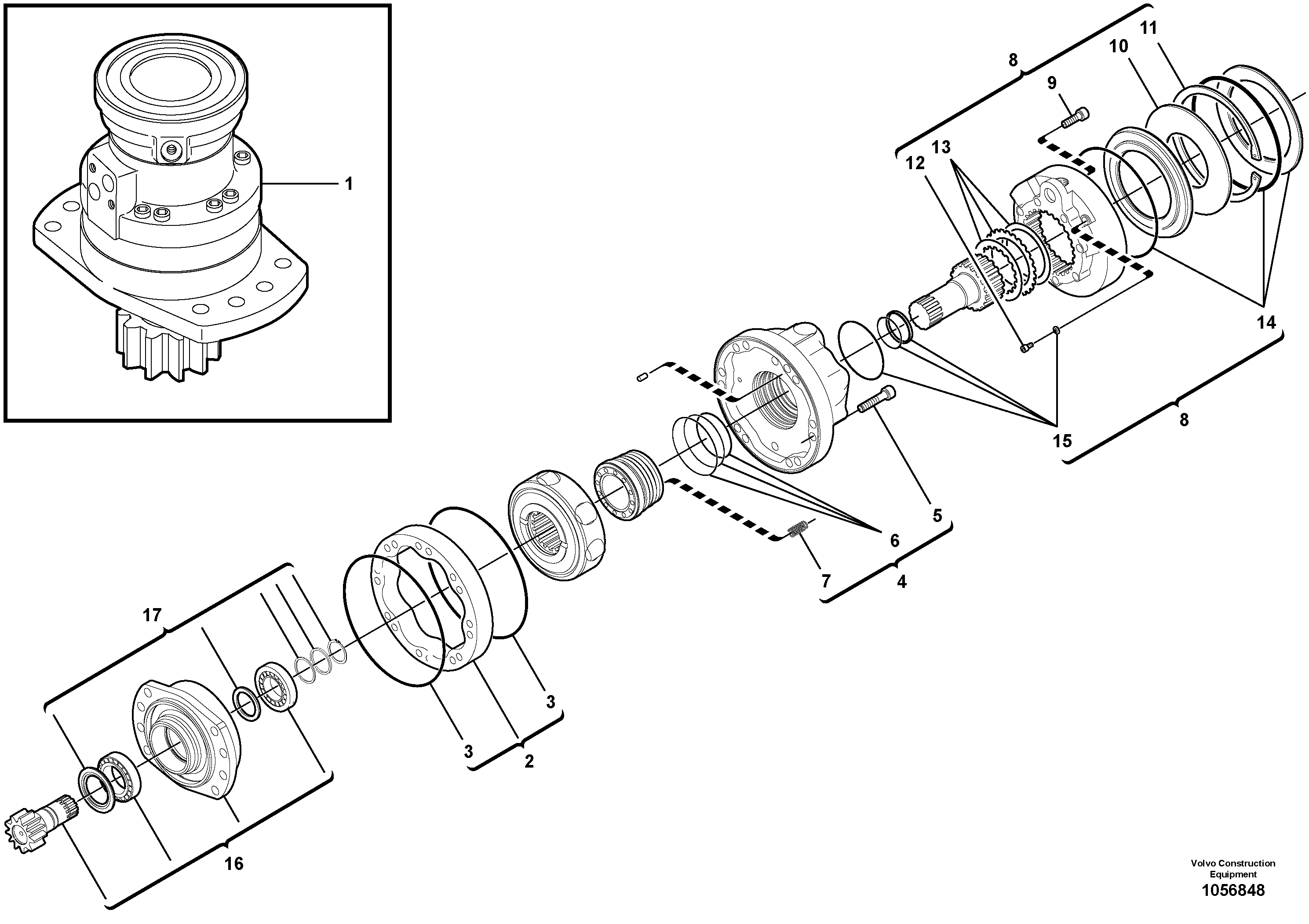 Схема запчастей Volvo ECR48C - 68612 Slewing gear motor ECR48C