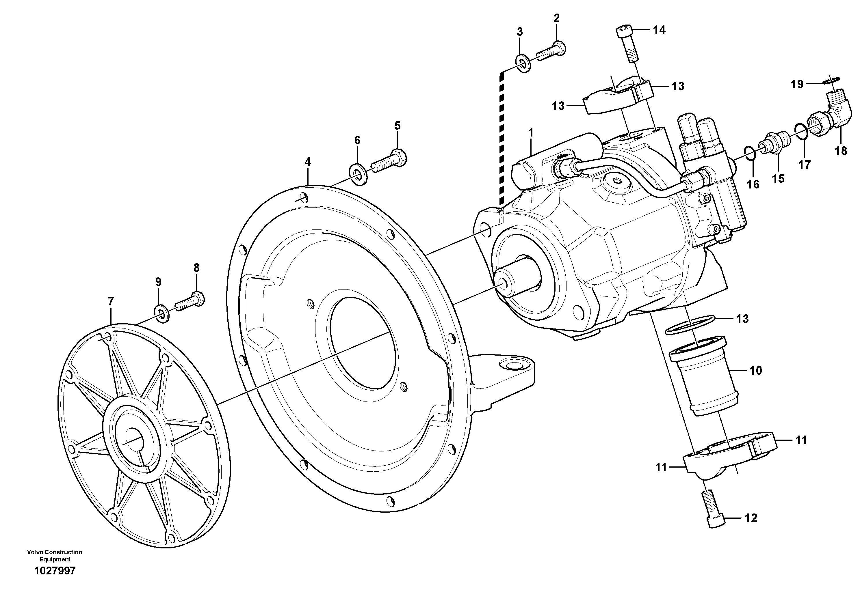 Схема запчастей Volvo ECR48C - 93797 Hydraulic pump with fitting parts ECR48C