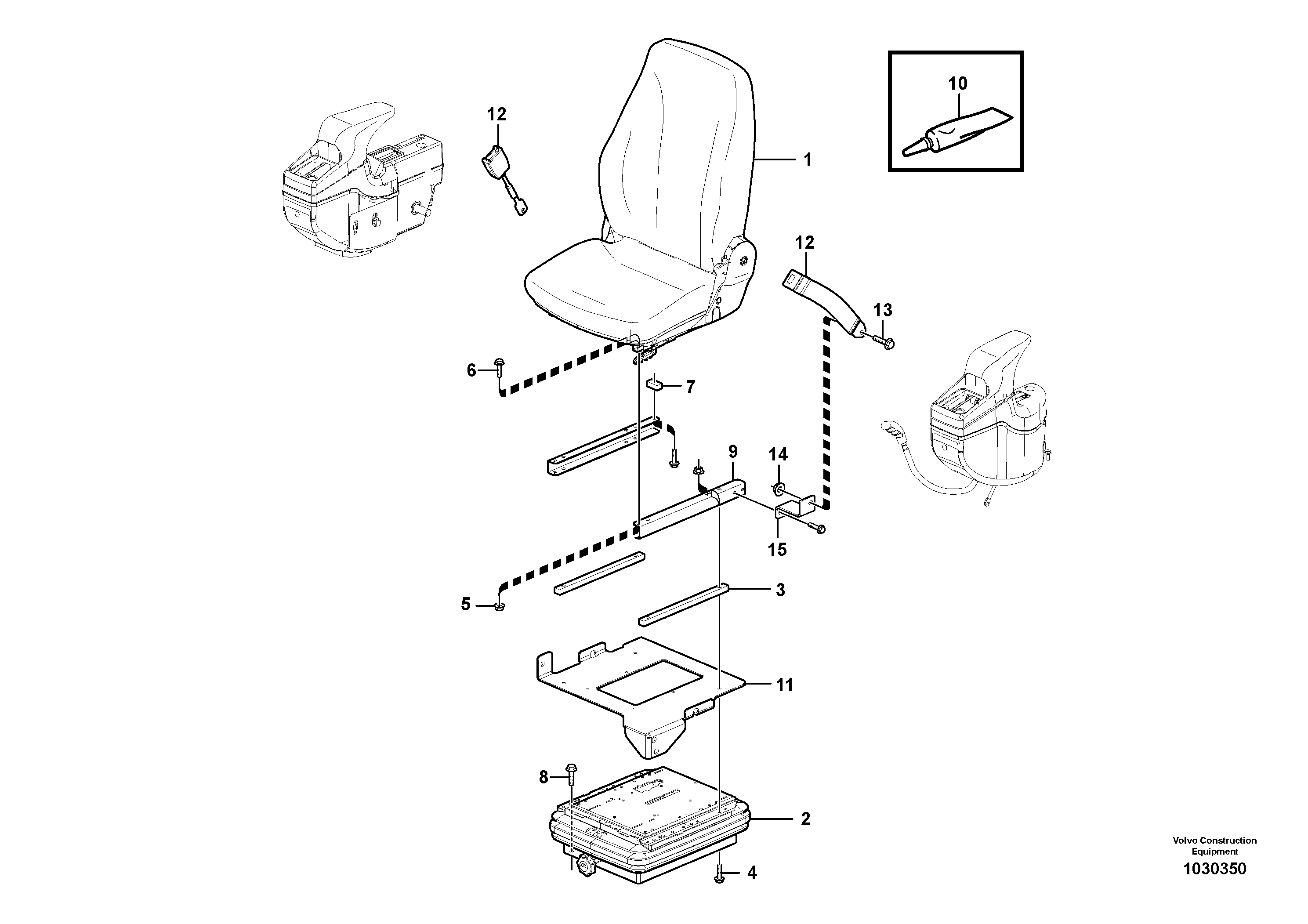 Схема запчастей Volvo ECR48C - 90892 Suspended seat ECR48C