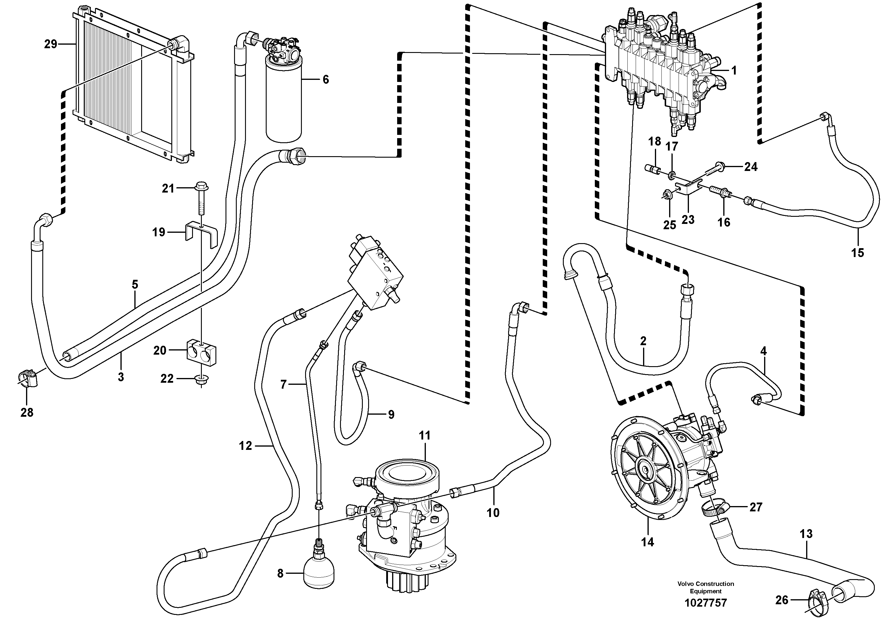 Схема запчастей Volvo ECR48C - 86800 Hydraulic system, feed and return lines ECR48C