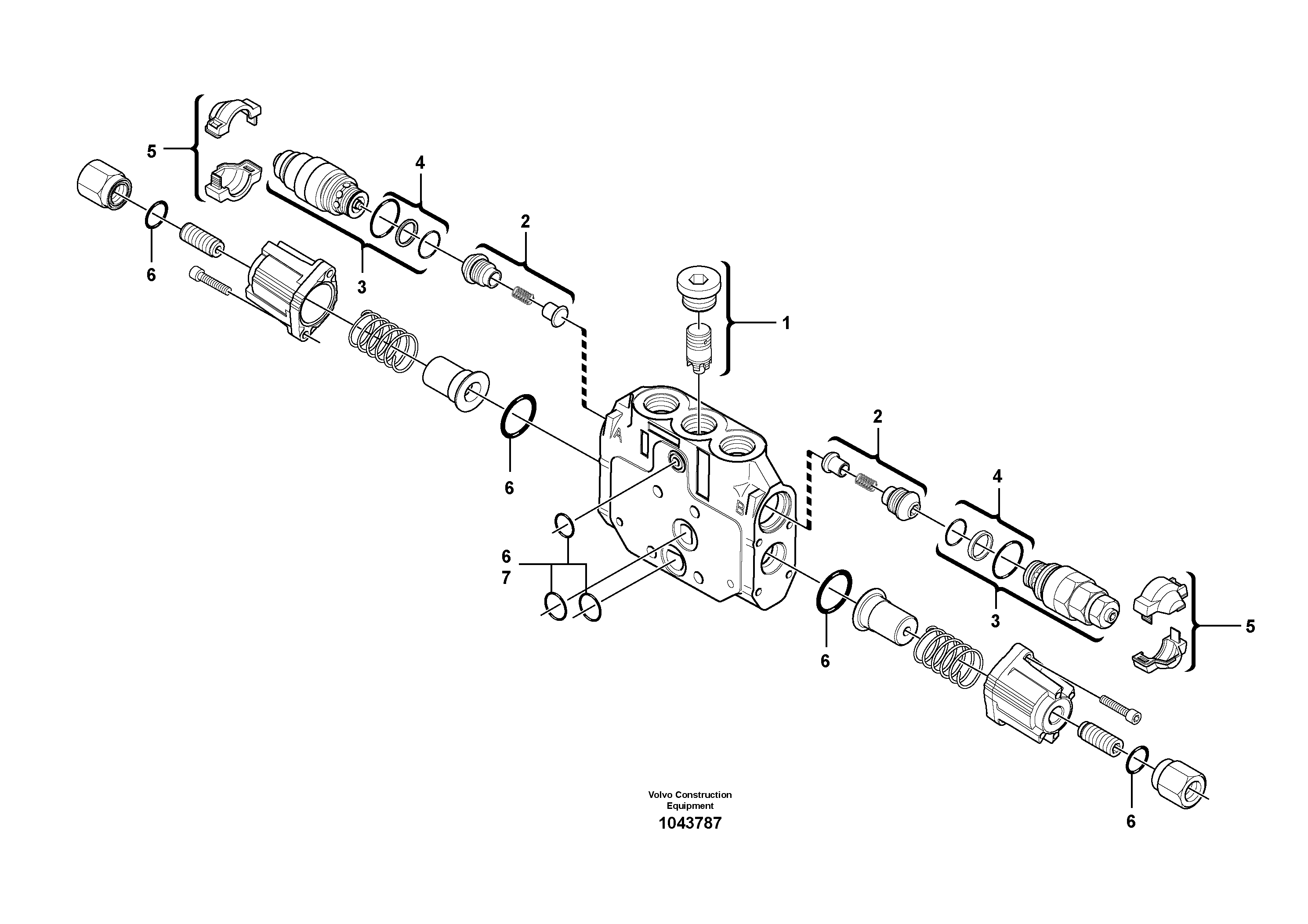 Схема запчастей Volvo ECR48C - 50445 Valve section ECR48C