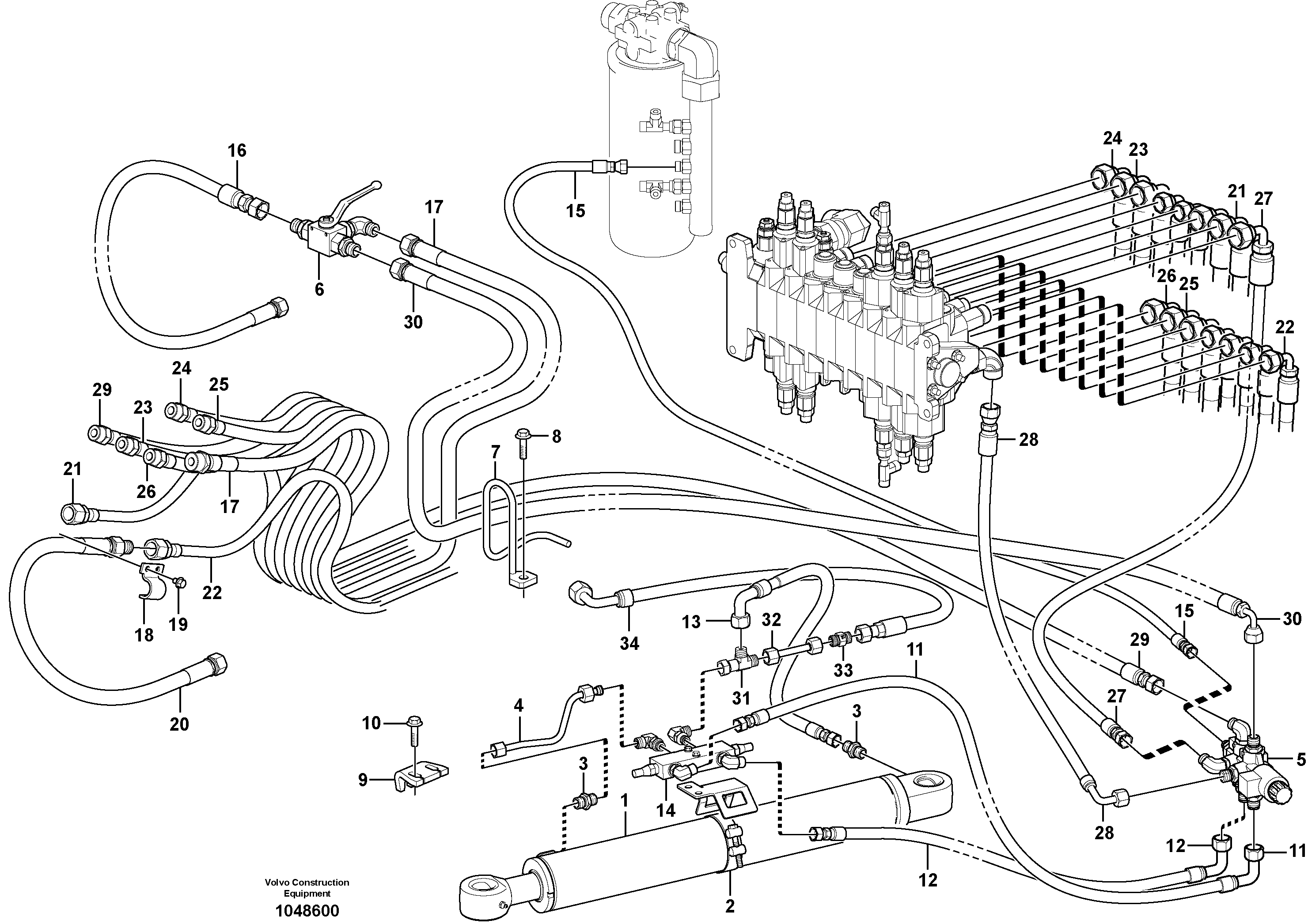 Схема запчастей Volvo ECR48C - 43690 Hydraulic circuit ( platform/balancing valve/offset cylinder ) ECR48C