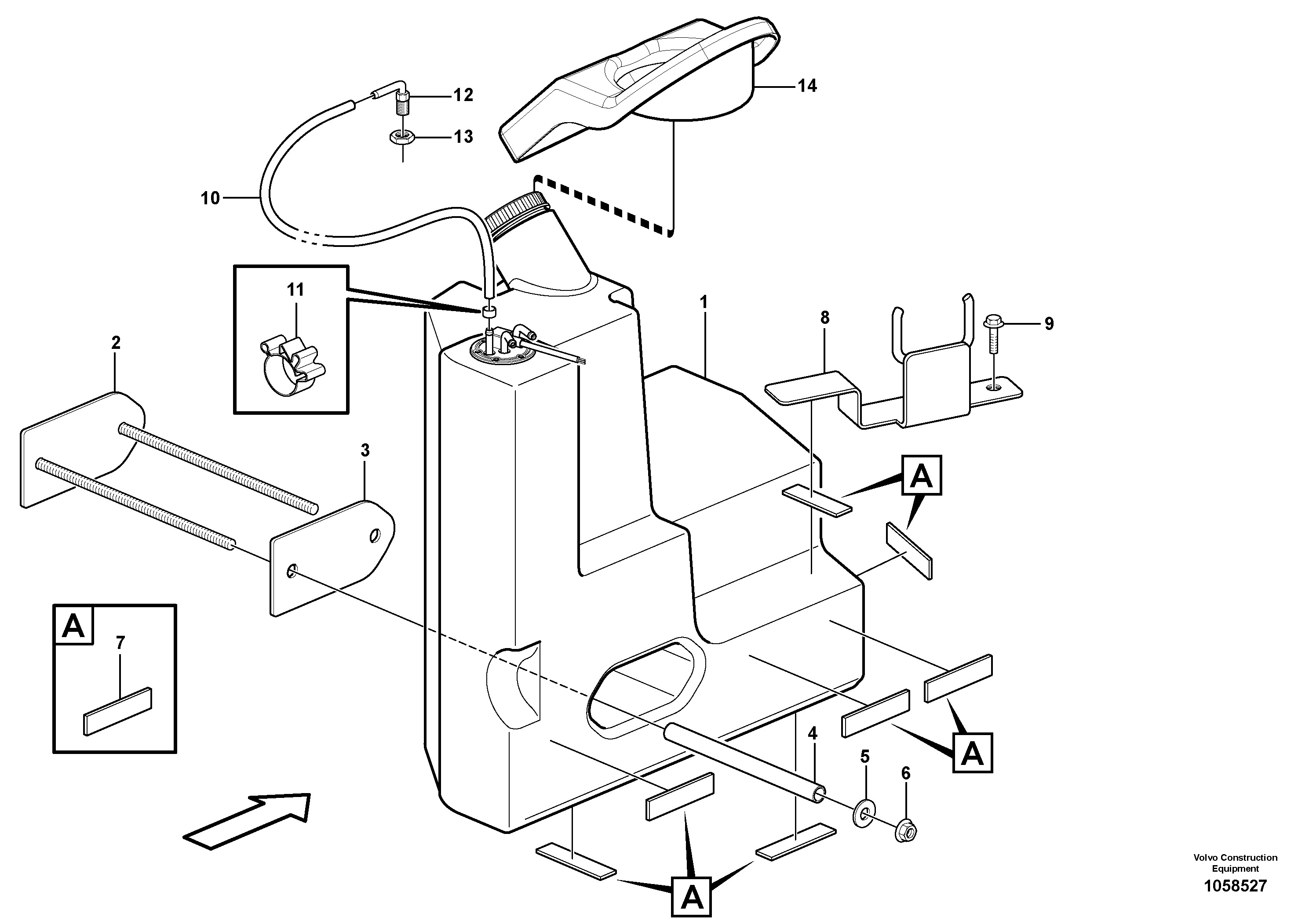 Схема запчастей Volvo ECR48C - 101021 Fuel tank with fitting parts ECR48C