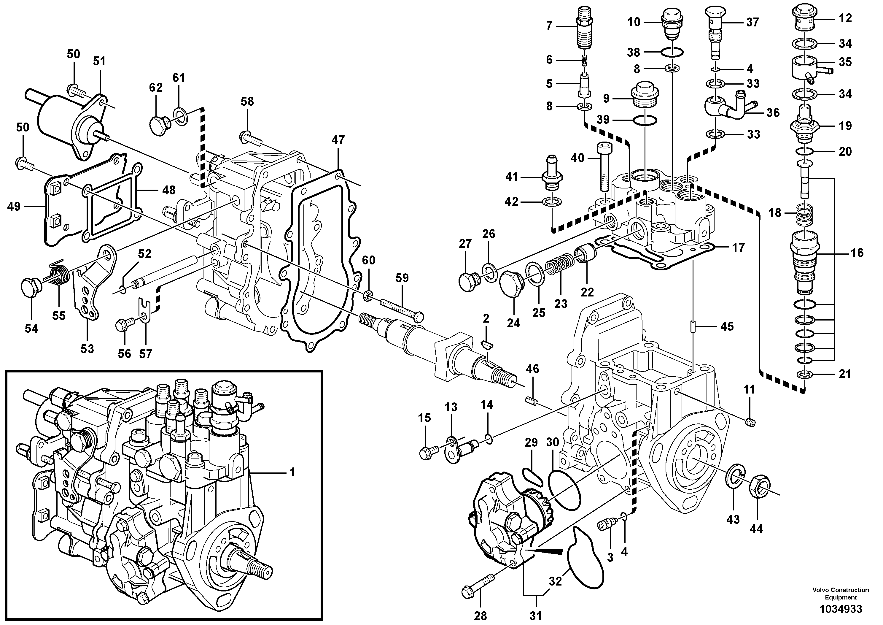 Схема запчастей Volvo ECR48C - 83685 Fuel injection pump with fitting parts ECR48C