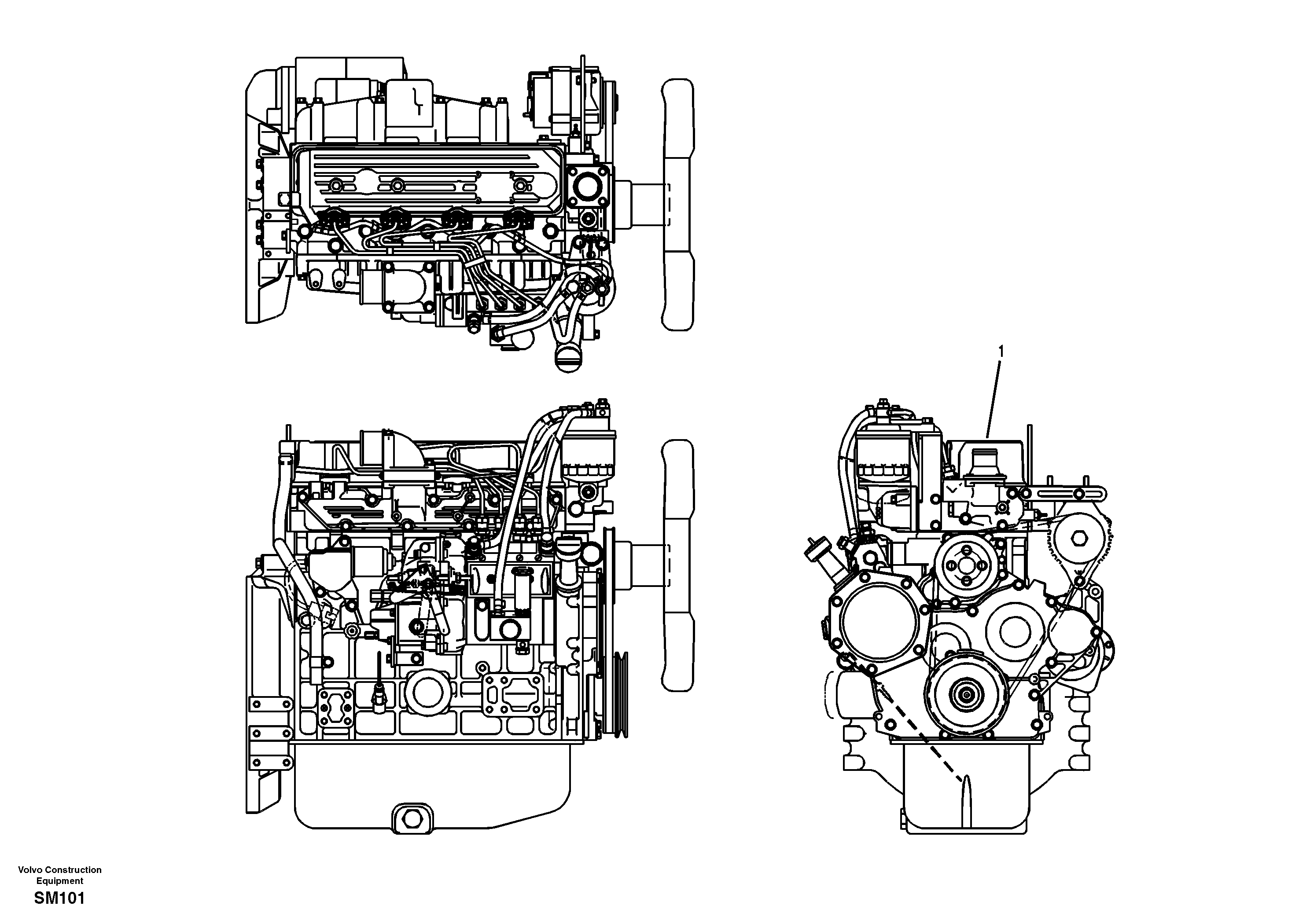 Схема запчастей Volvo EW55 SER NO 5630- - 46287 Двигатель в сборе 