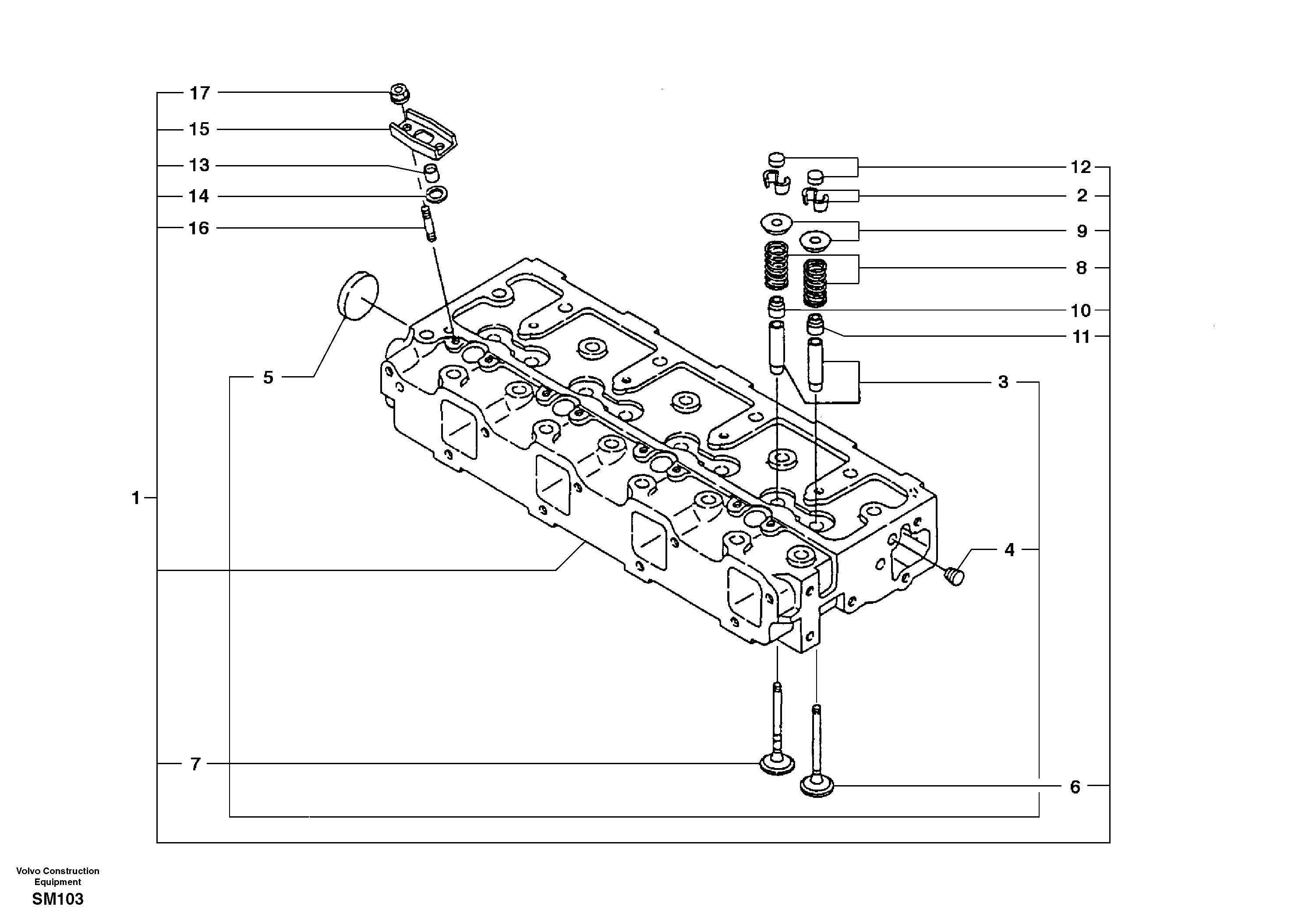 Схема запчастей Volvo EW55 SER NO 5630- - 44506 Головка блока цилиндров 