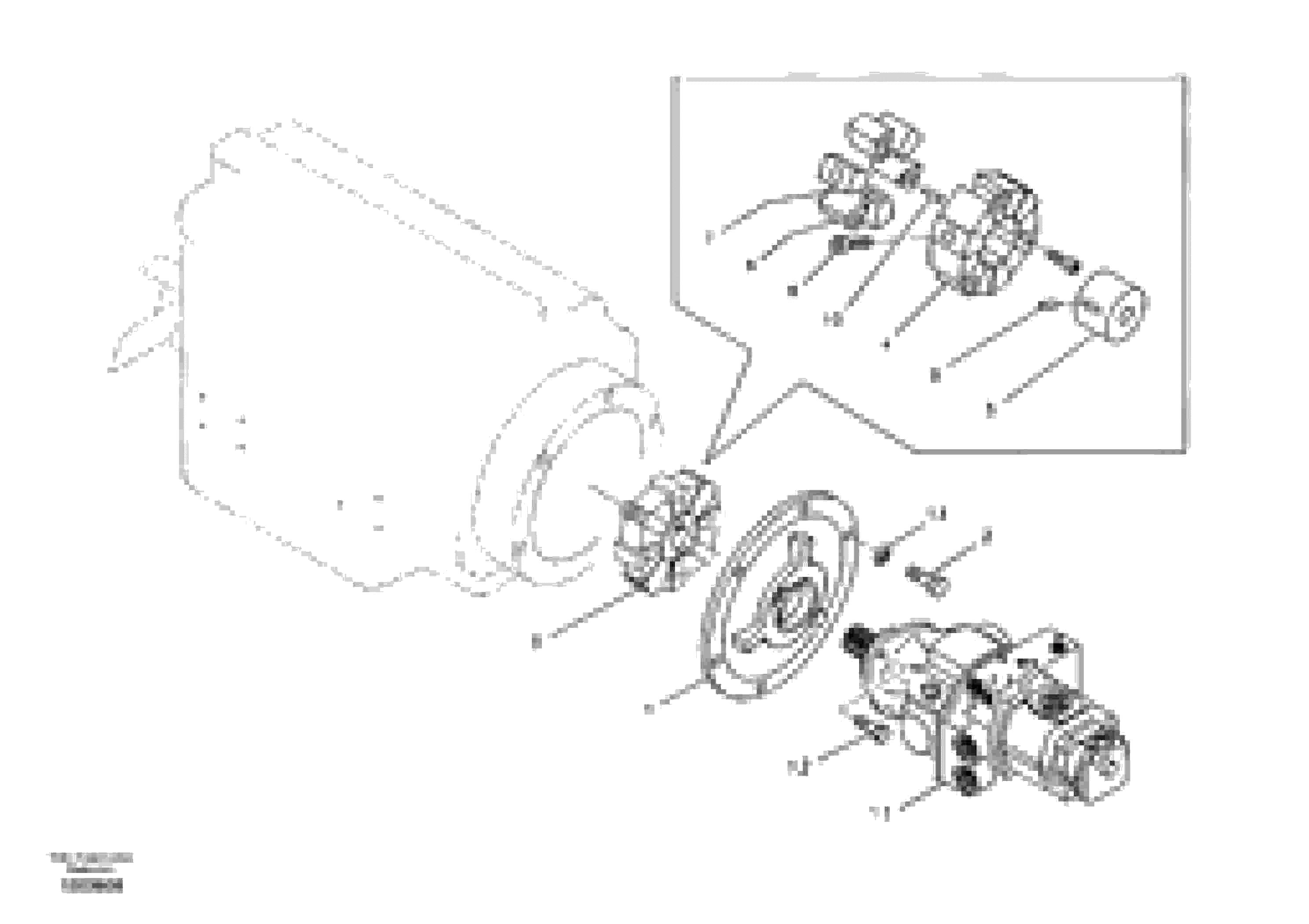 Схема запчастей Volvo EW55 SER NO 5630- - 94857 Pump gearbox with assembling parts 