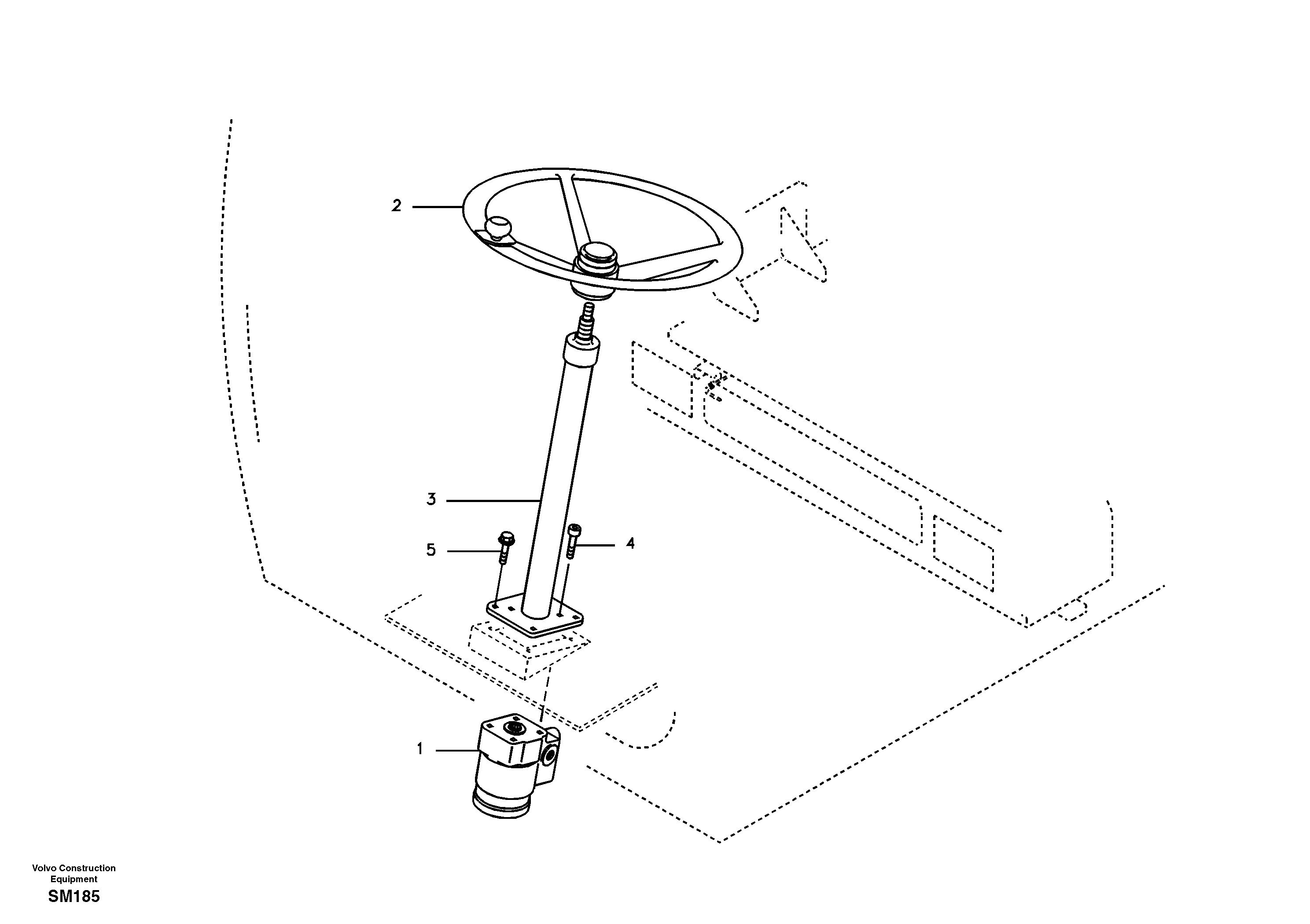 Схема запчастей Volvo EW55 SER NO 5630- - 19184 Steering wheel and column 