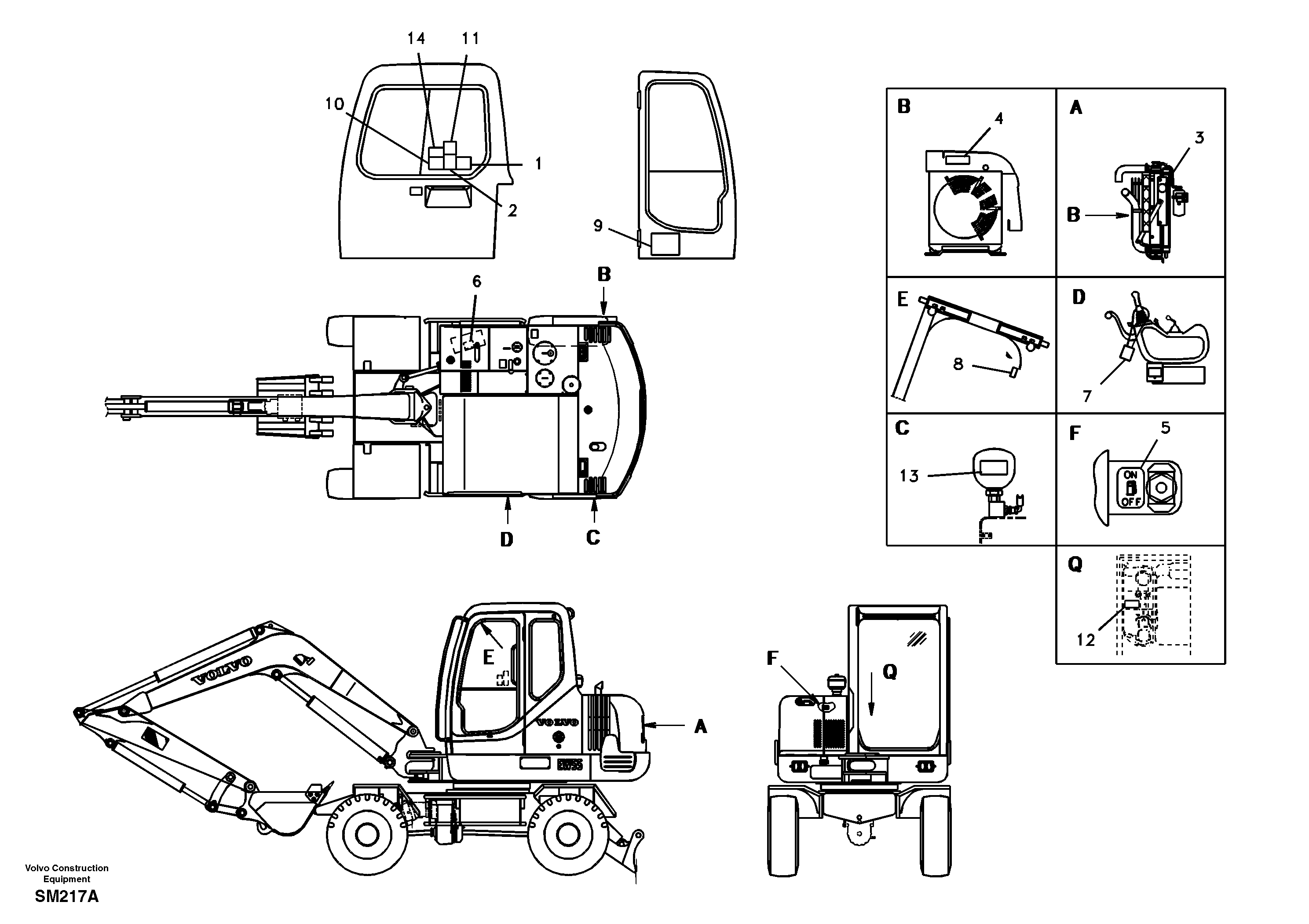 Схема запчастей Volvo EW55 SER NO 5630- - 27552 Decal, inner location 