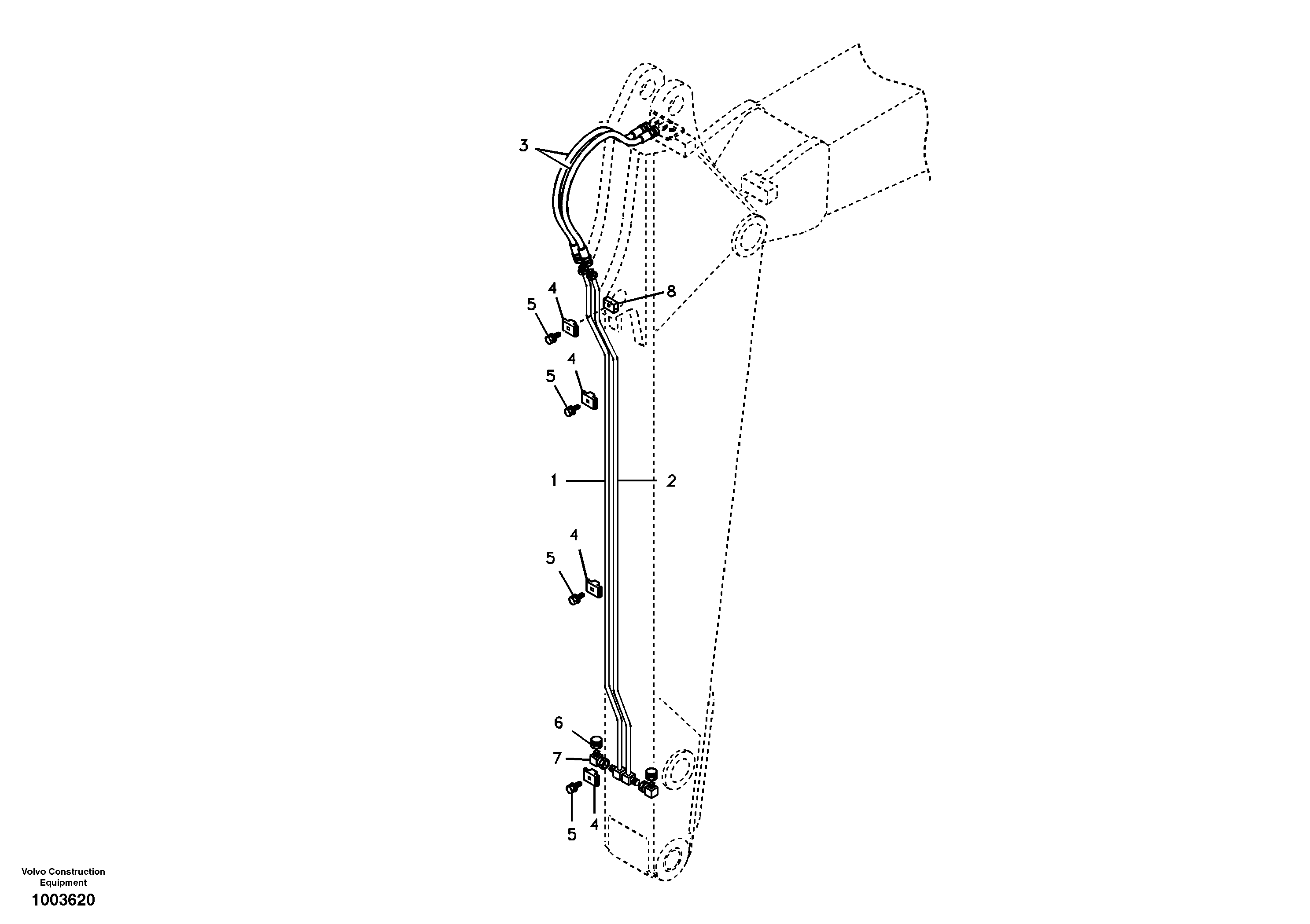 Схема запчастей Volvo EW55 SER NO 5630- - 9249 Working hydraulic, dipper arm 