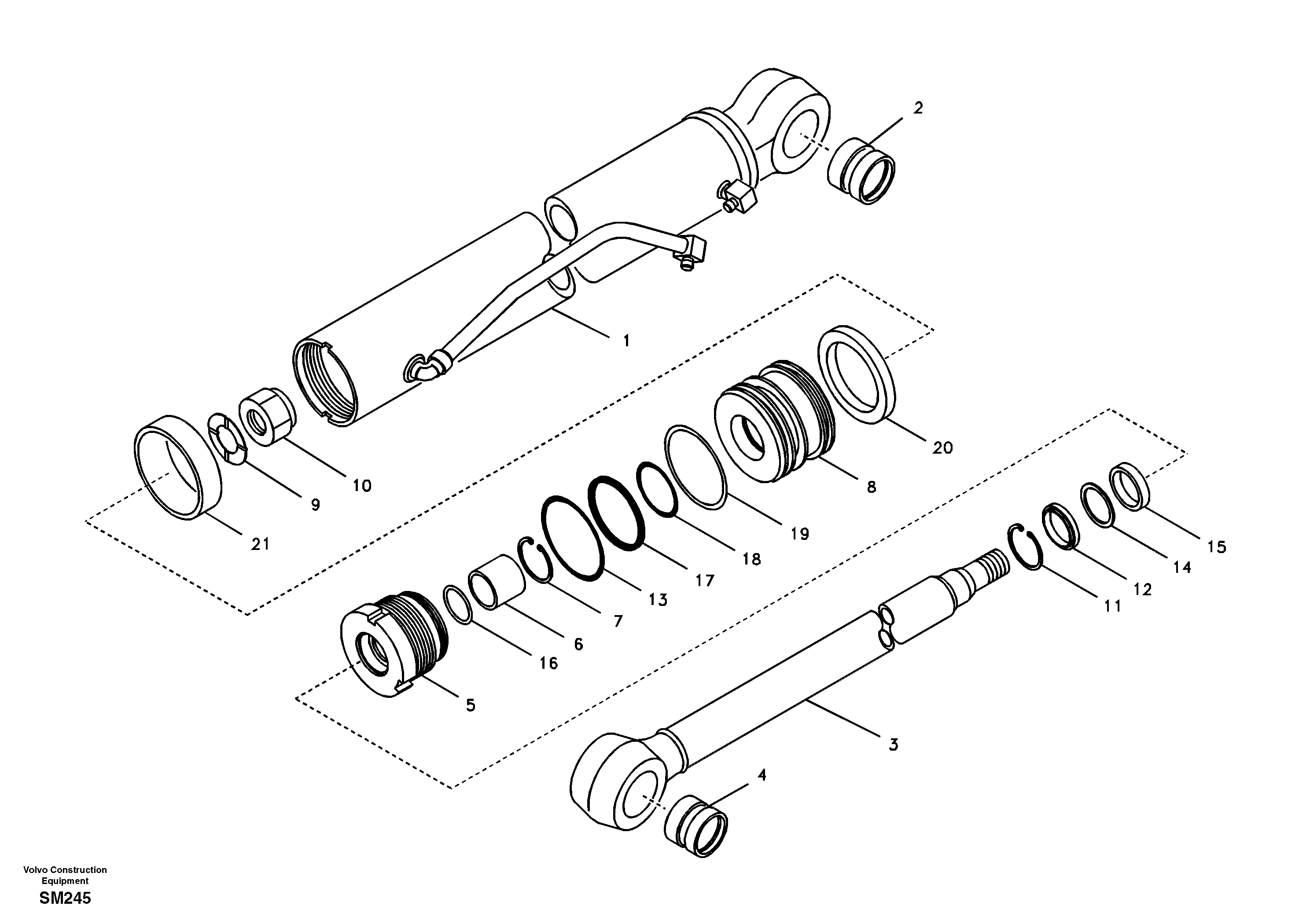 Схема запчастей Volvo EW55 SER NO 5630- - 54904 Гидроцилиндр отвала 