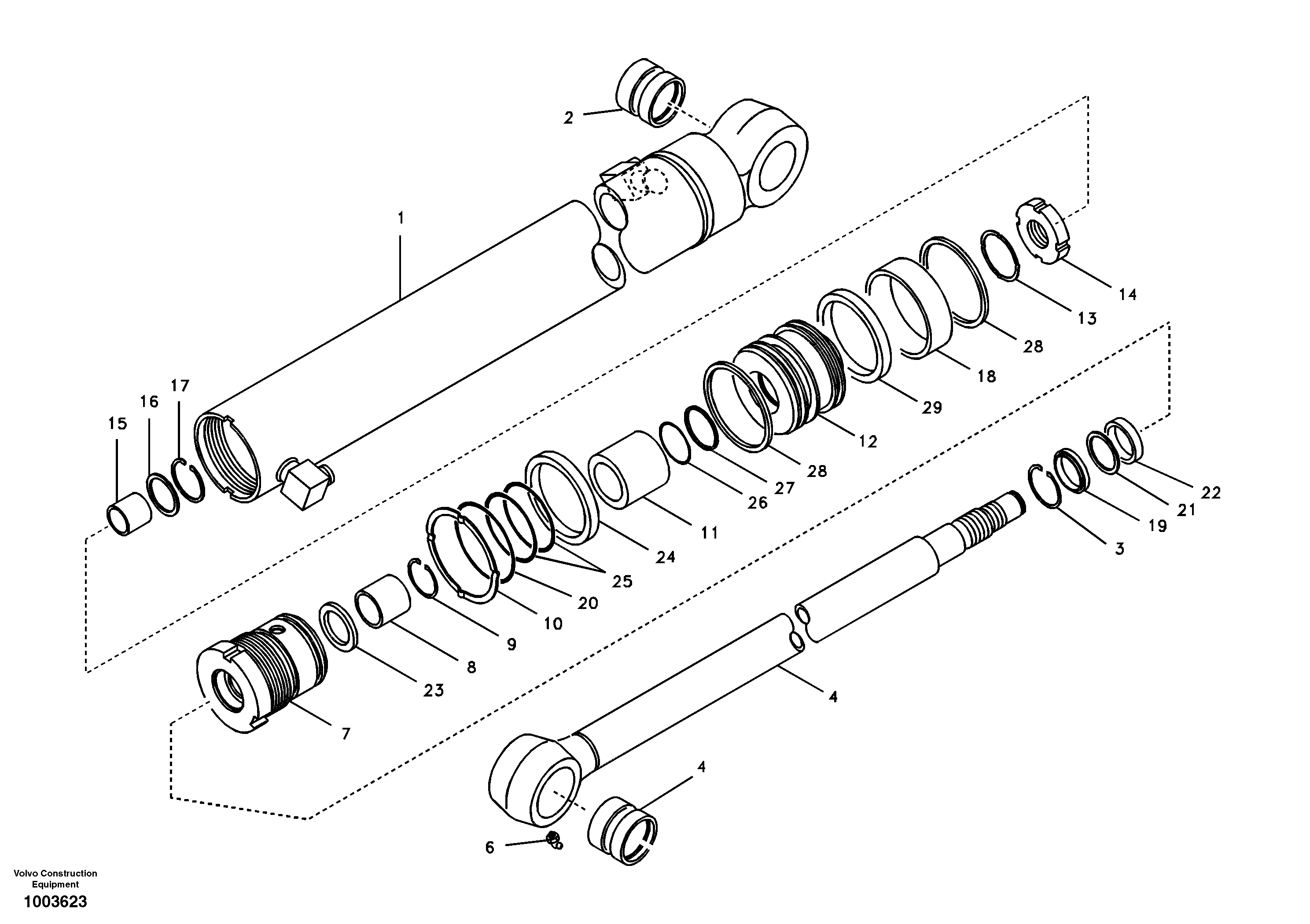 Схема запчастей Volvo EW55 SER NO 5630- - 47135 Dipper arm cylinder 