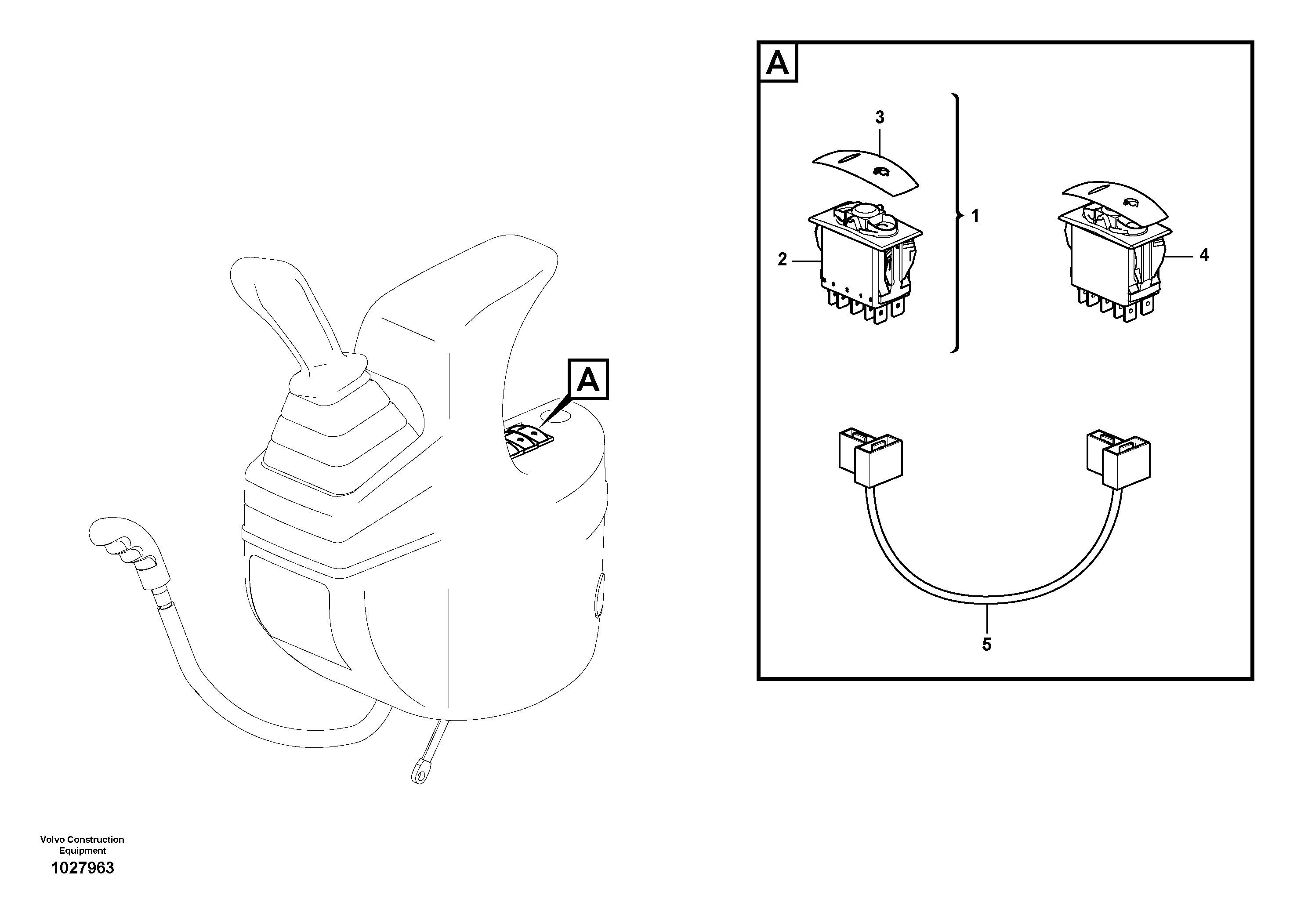 Схема запчастей Volvo EC27C - 102275 Switches for double-acting circuit without quick-coupler EC27C