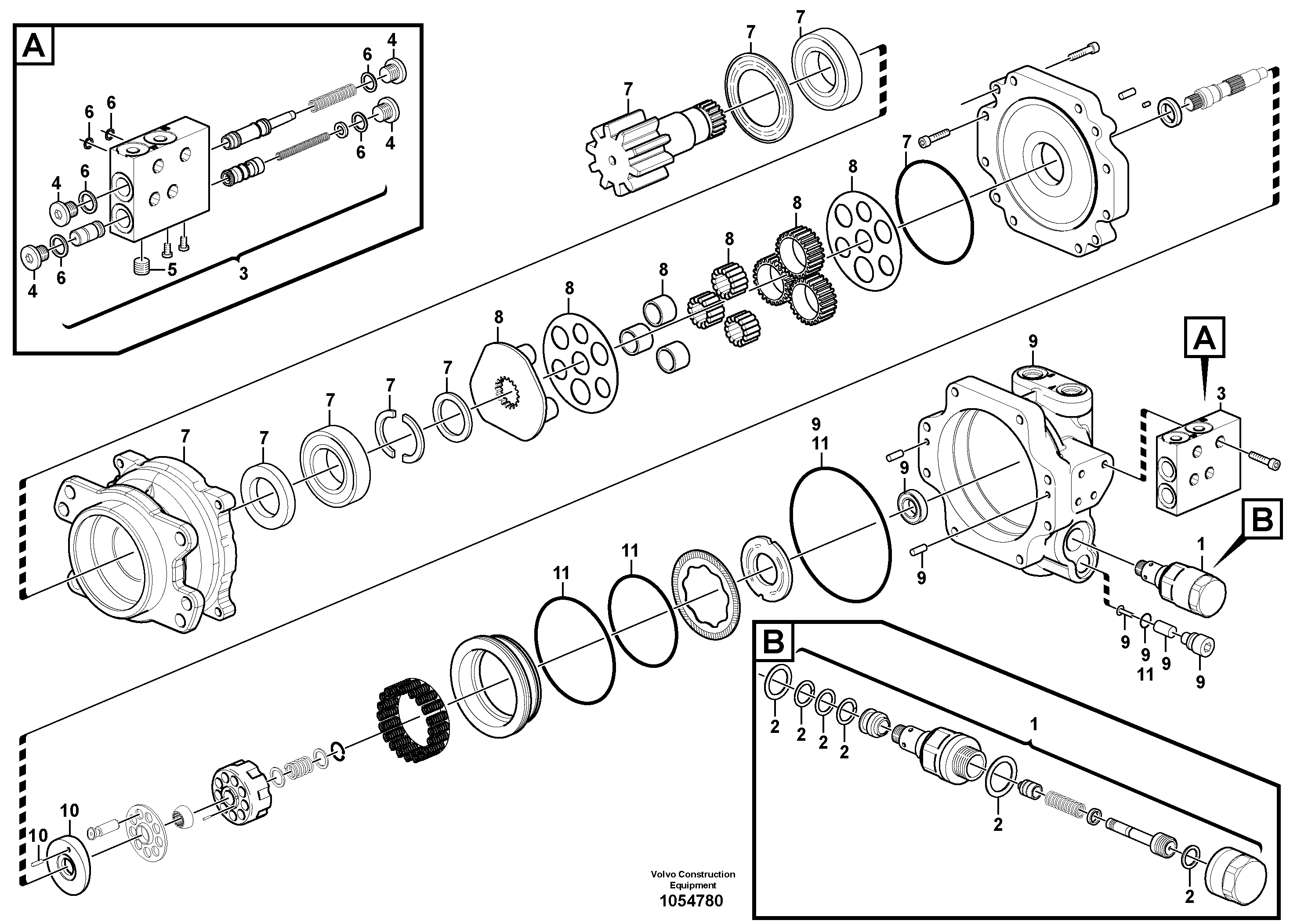 Схема запчастей Volvo EC15C - 73393 Slewing gear motor EC15C