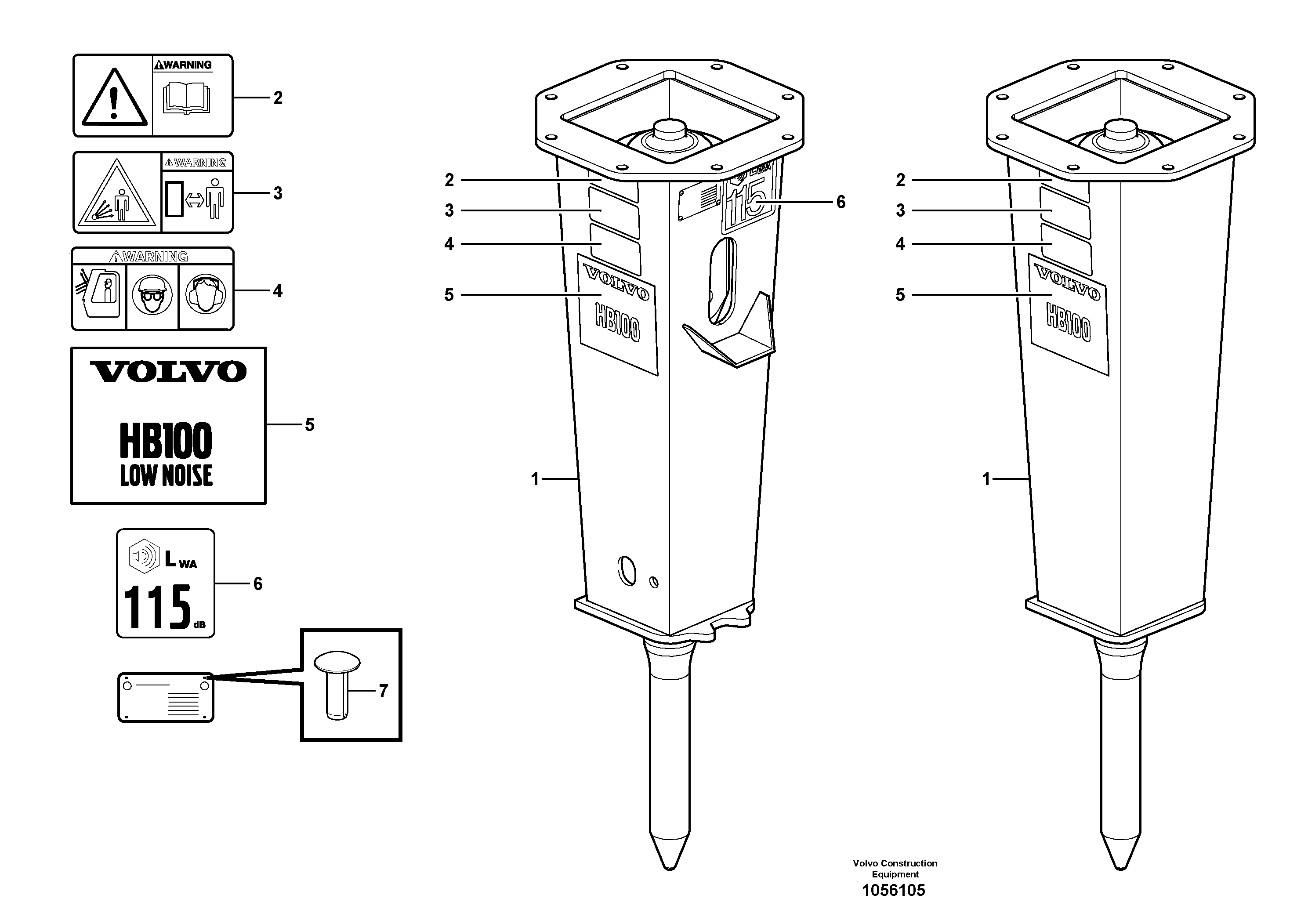 Схема запчастей Volvo EC17C - 78008 Hammer ATTACHMENTS ATT. COMPACT EXCAVATORS BUCKET&HAMMER