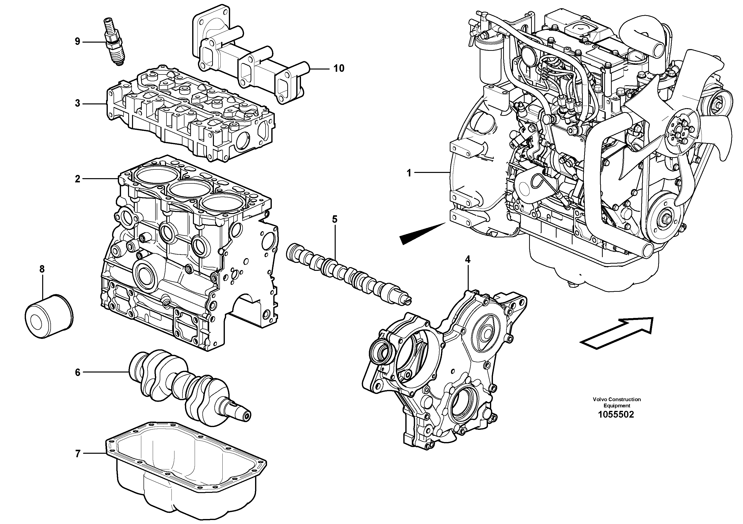 Схема запчастей Volvo EC17C - 69304 Двигатель в сборе EC17C