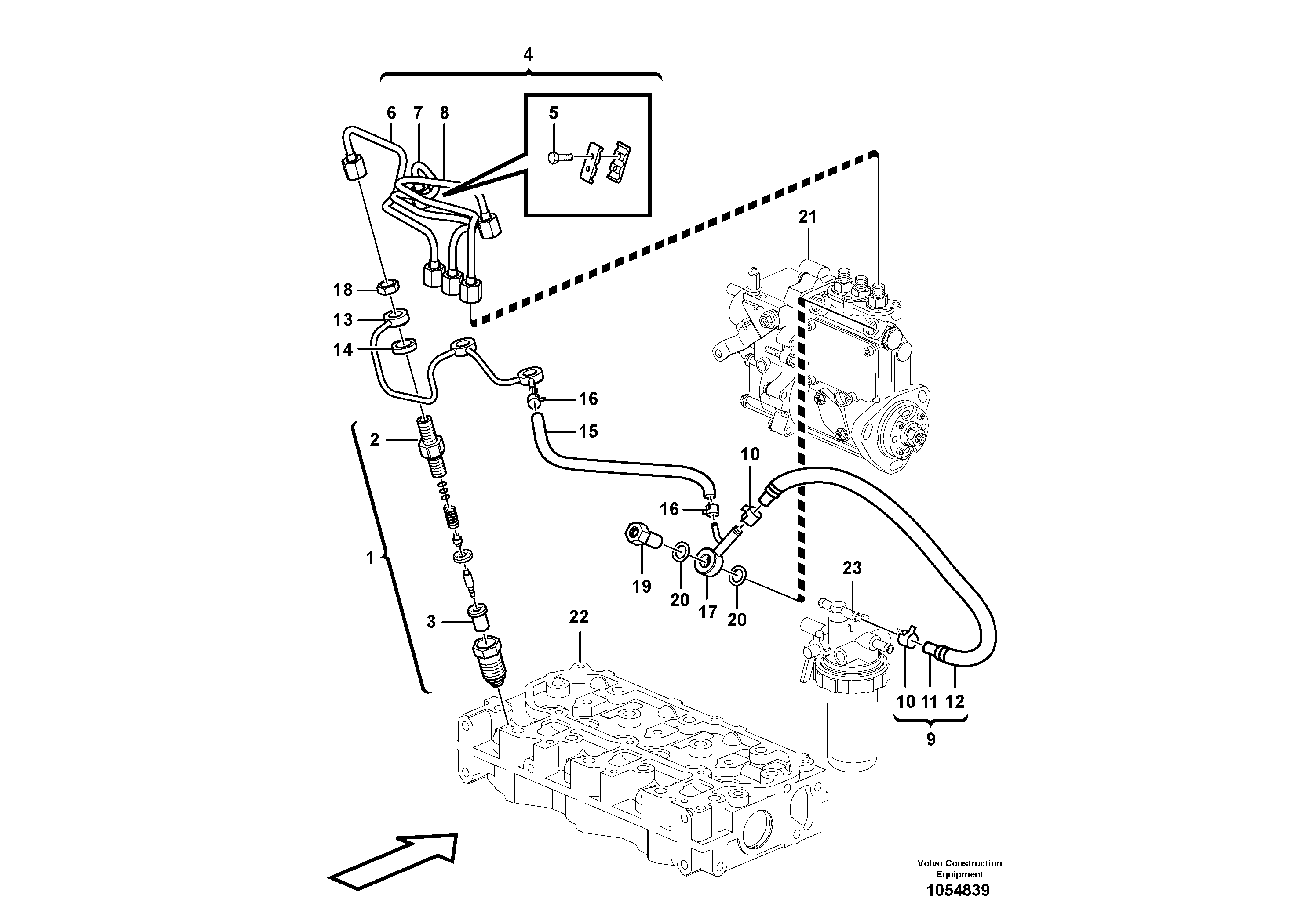 Схема запчастей Volvo EC17C - 69320 Fuel lines and injectors EC17C